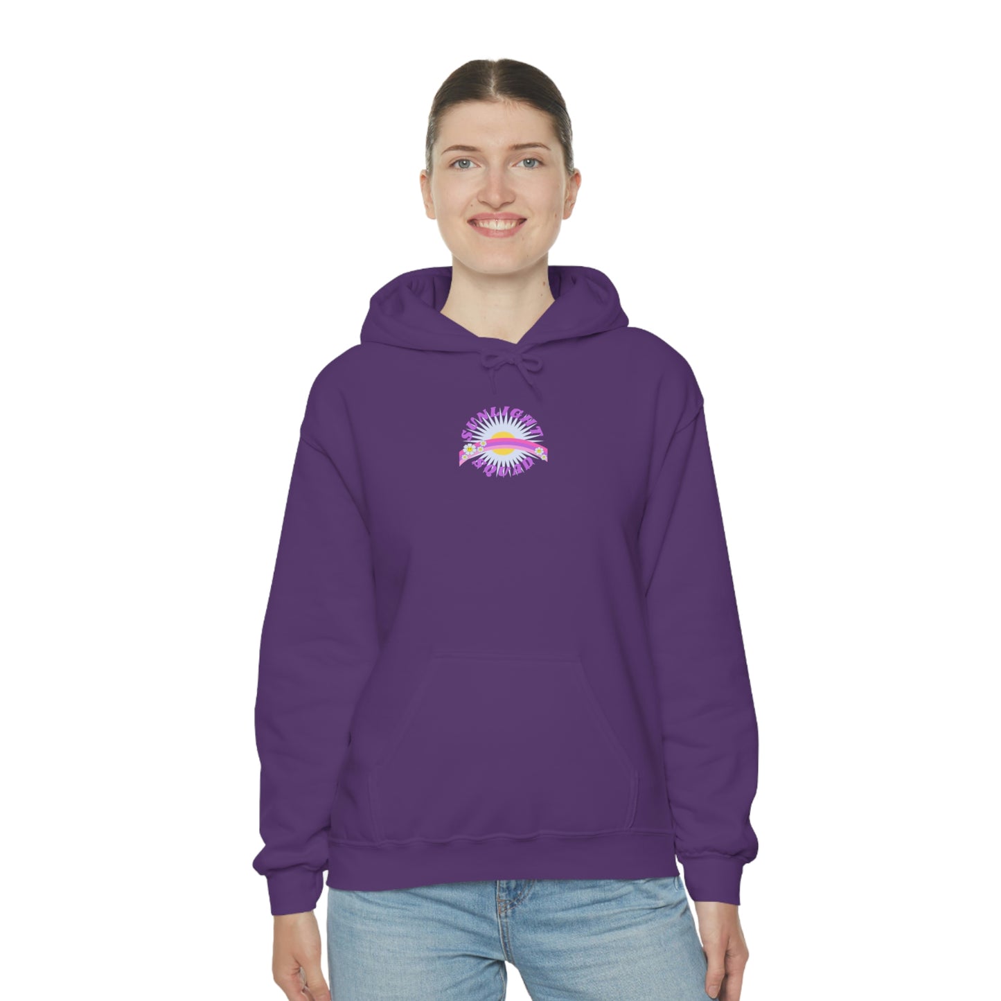 Retro Smile Flower Pink Purple Lavender Lilac Hoodie, Sunlight Squad Sweatshirt, Back Graphic Hoodie, VSCO Girl Oversized Trendy Tumblr Top