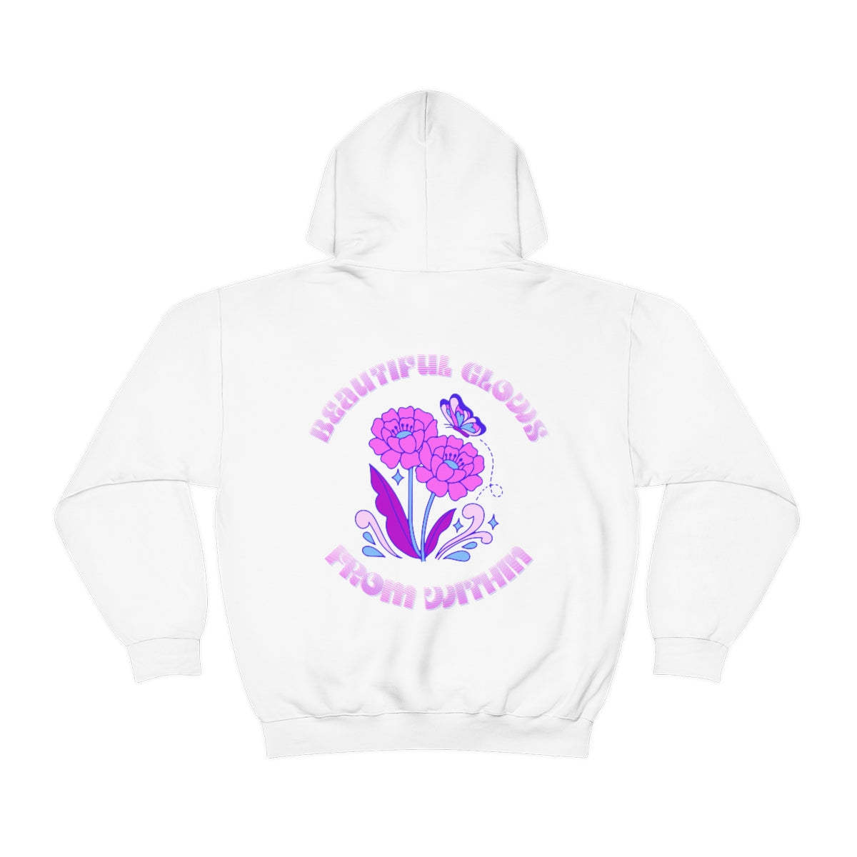 Beautiful Glows from Within Purple Flower Hoodie, Aesthetic Oversized Hoodie, Front Back Print Trendy Sweatshirt, Beach Lake Cover Up