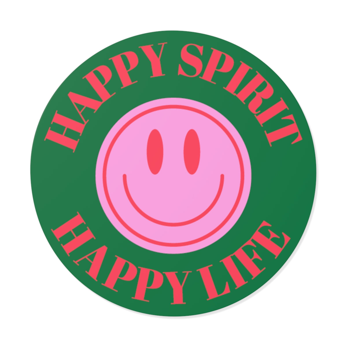 Happy Spirit Happy Life Round Vinyl Stickers, UV Smiley Stickers, Smile Sticker, Tumblr Retro Smile, VSCO Girl, Computer, Skateboard