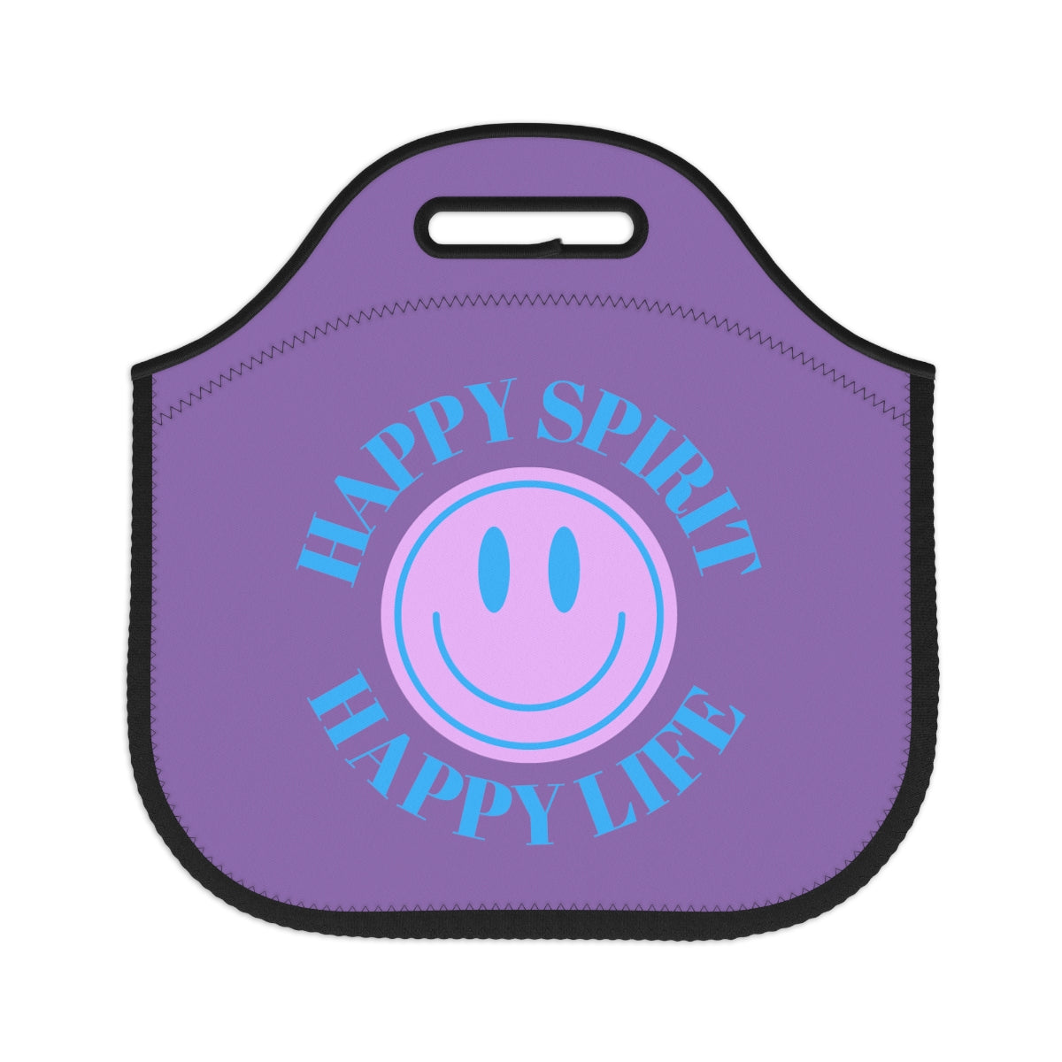 Happy Spirit Happy Life Lunch Bag, White Purple Lavender Happy Mind Neoprene Lunch Bag, Smile Travel Cooler, VSCO Girl, Tumblr Aesthetic