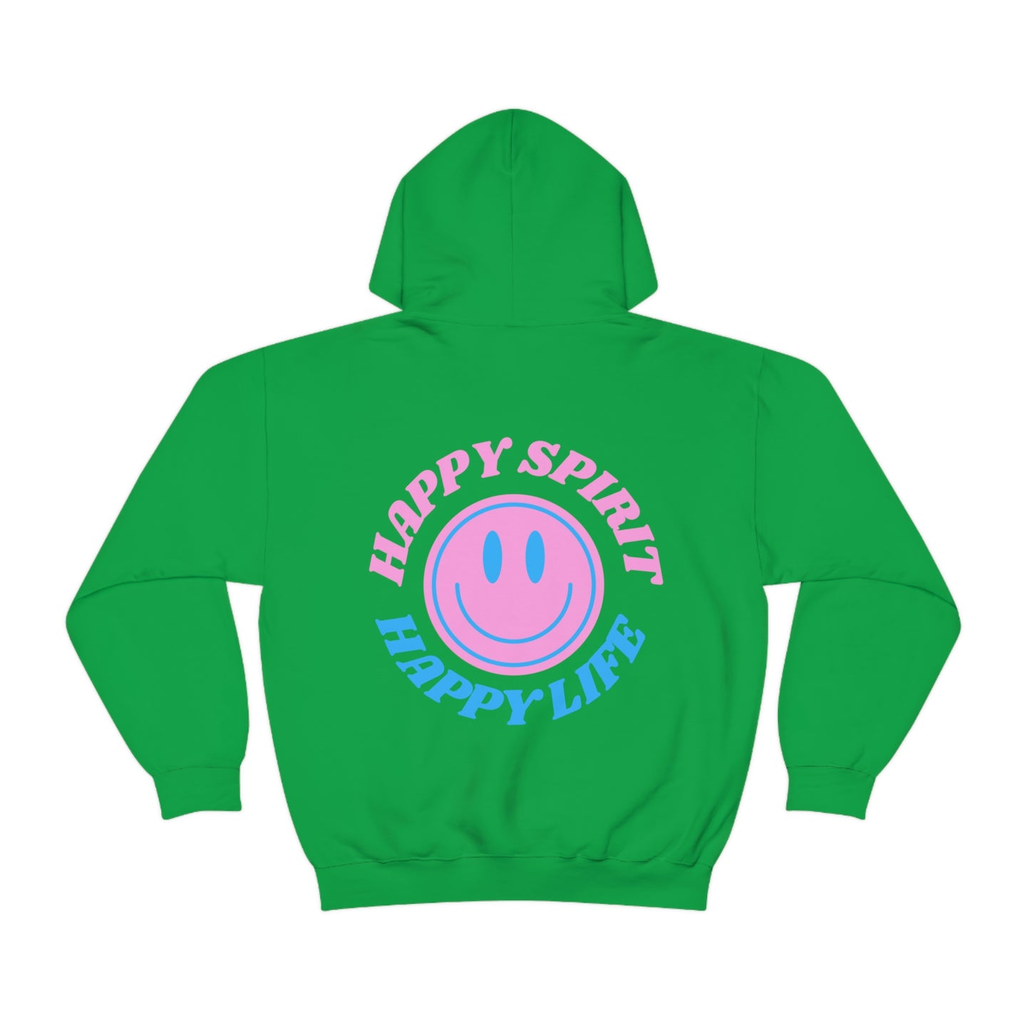 Happy Spirit Happy Life Sweatshirt, Gildan Retro Font Hoodie, Oversized Hoodie, Back Print Trendy Sweatshirt, Beach Cover Up, Lake Cover Up