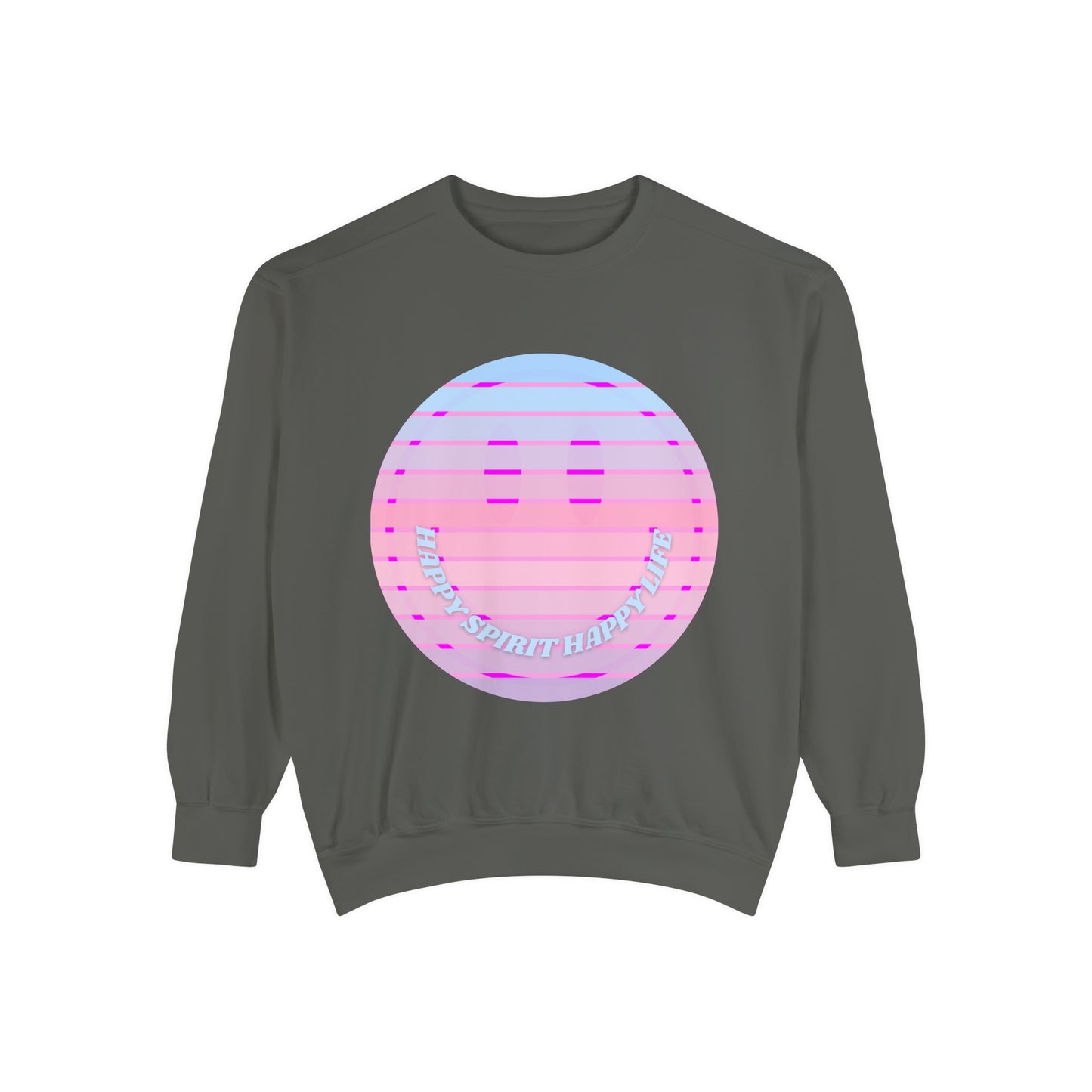 Aesthetic Smile Hoodie, Smile Face Comfort Colors Crewneck, Happy Spirit Happy Life Sunset Smile Sweatshirt, Unisex Garment-Dyed Sweatshirt