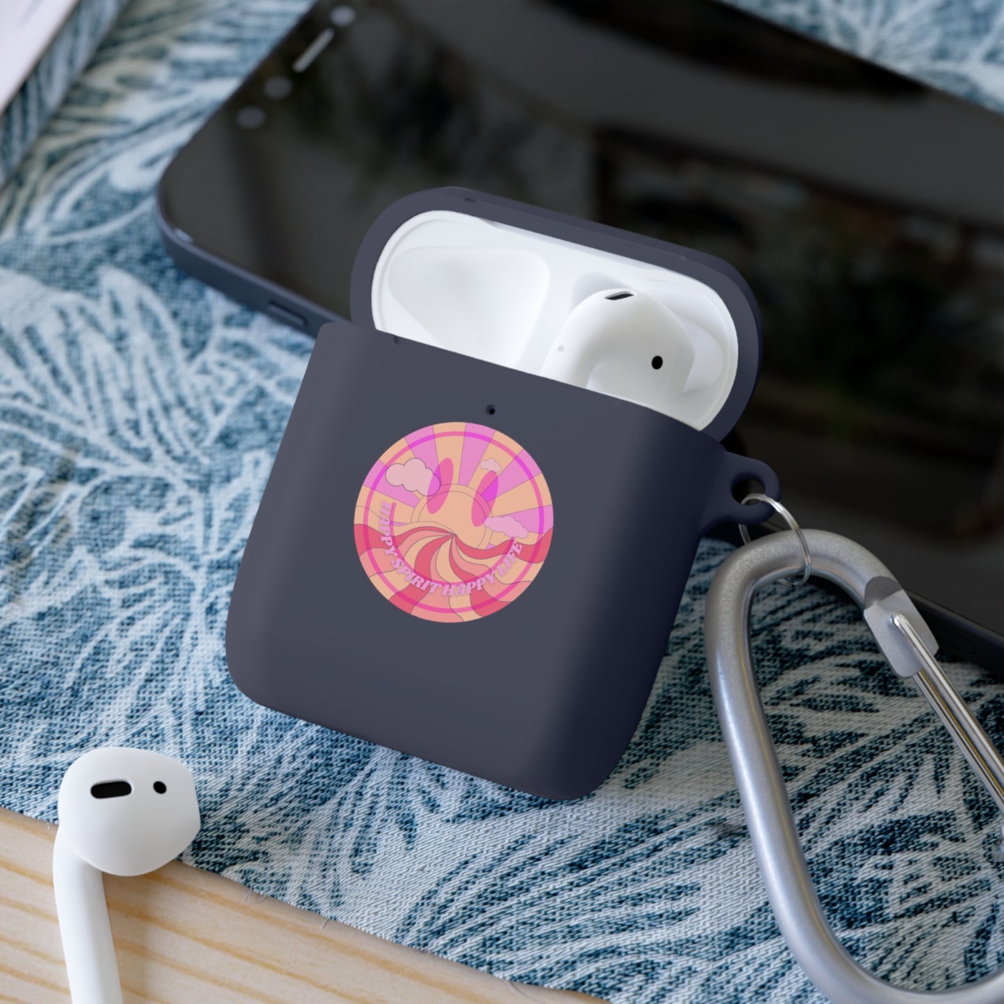 Happy Spirit Happy Life AirPods and AirPods Pro Case Cover, AirPods and AirPods Pro Case Cover, VSCO girl, Aesthetic Smile Protector