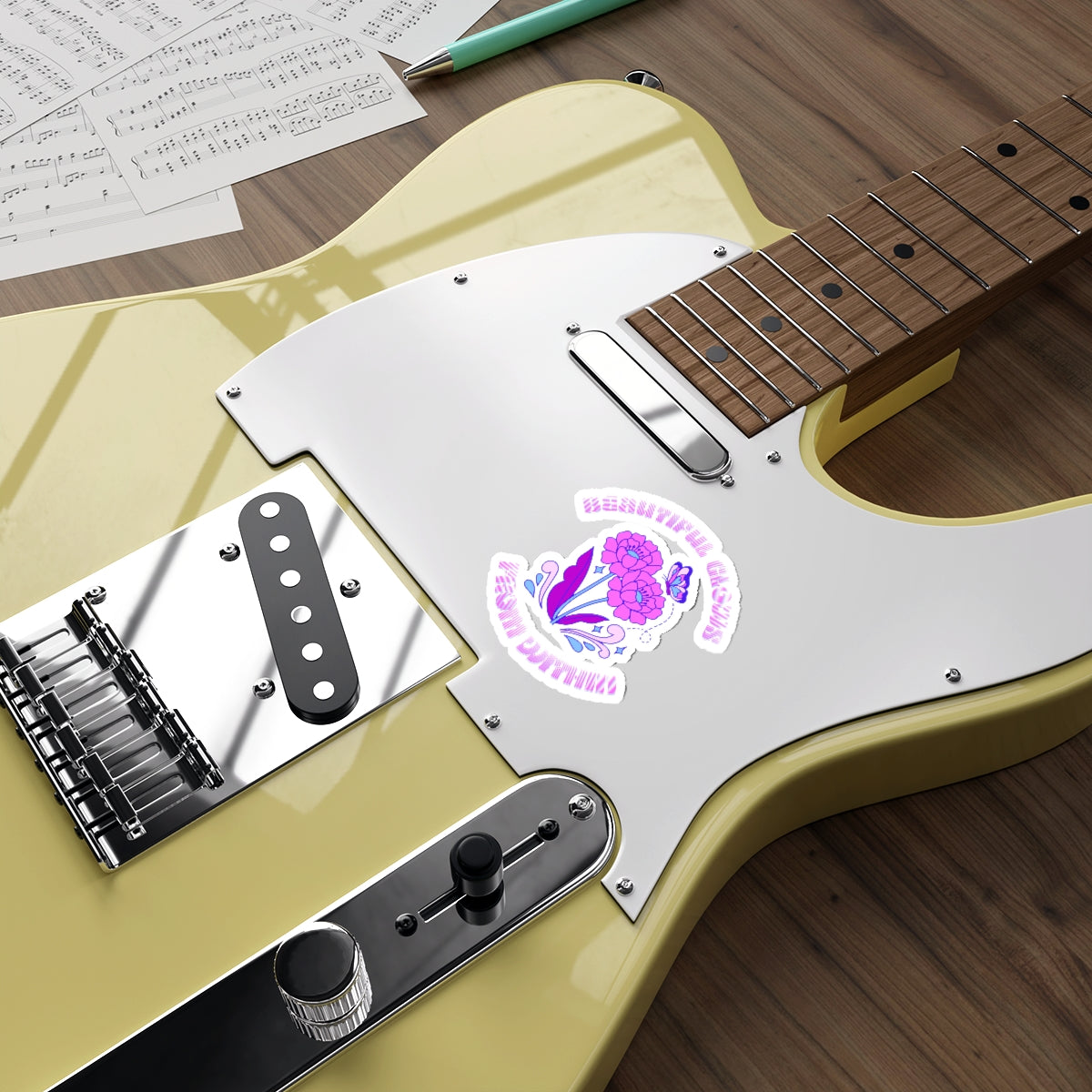 Beautiful Glows from Within Purple Flower Sticker, Aesthetic Die-Cut Stickers, Pink Purple Positivity Sticker, Happy Mind Sticker, Water Res