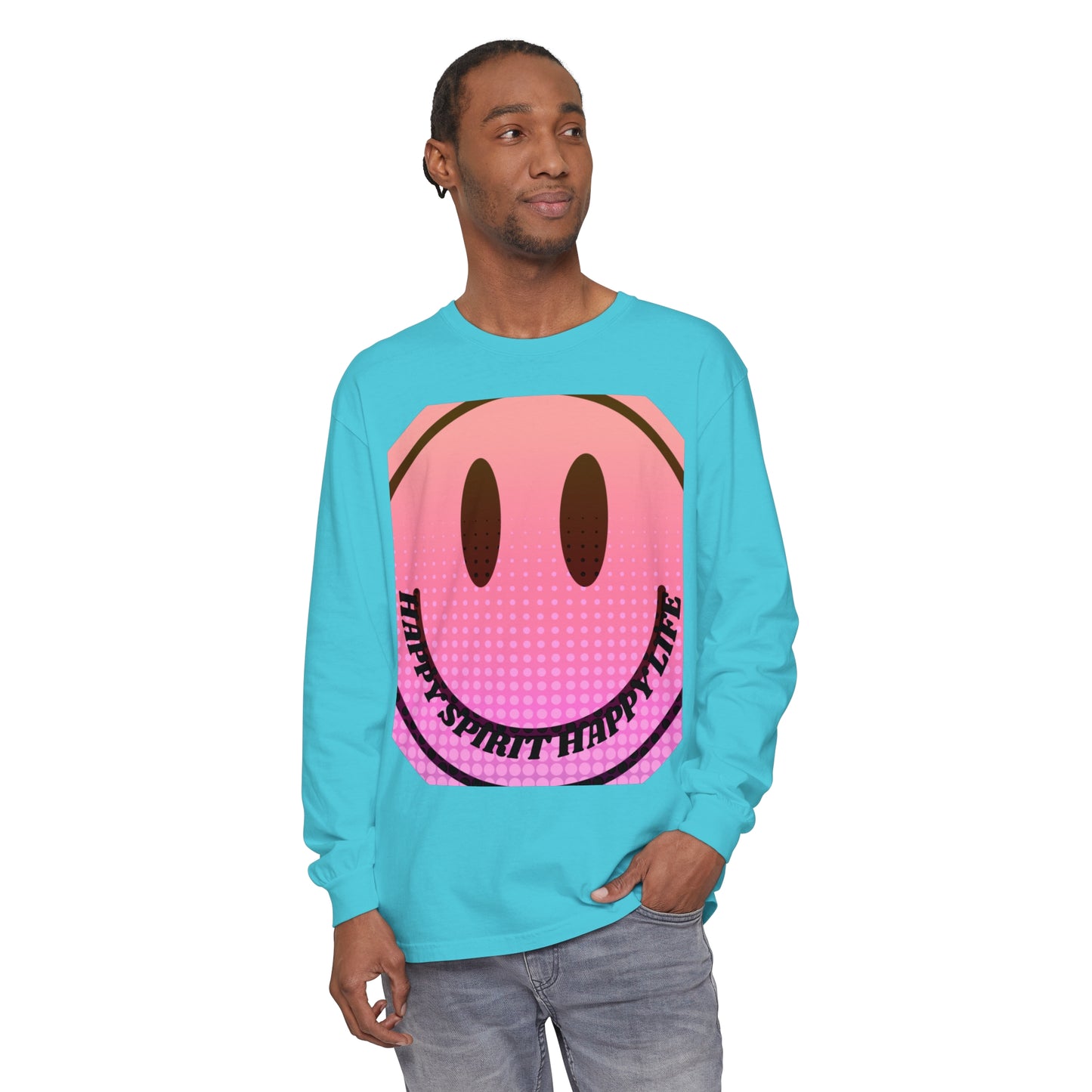 Aesthetic Long Sleeve Shirt, Smile Face Y2K Retro Shirt, 80's Style Smile Graphic, Comfort Colors Unisex Garment-dyed Long Sleeve T-Shirt