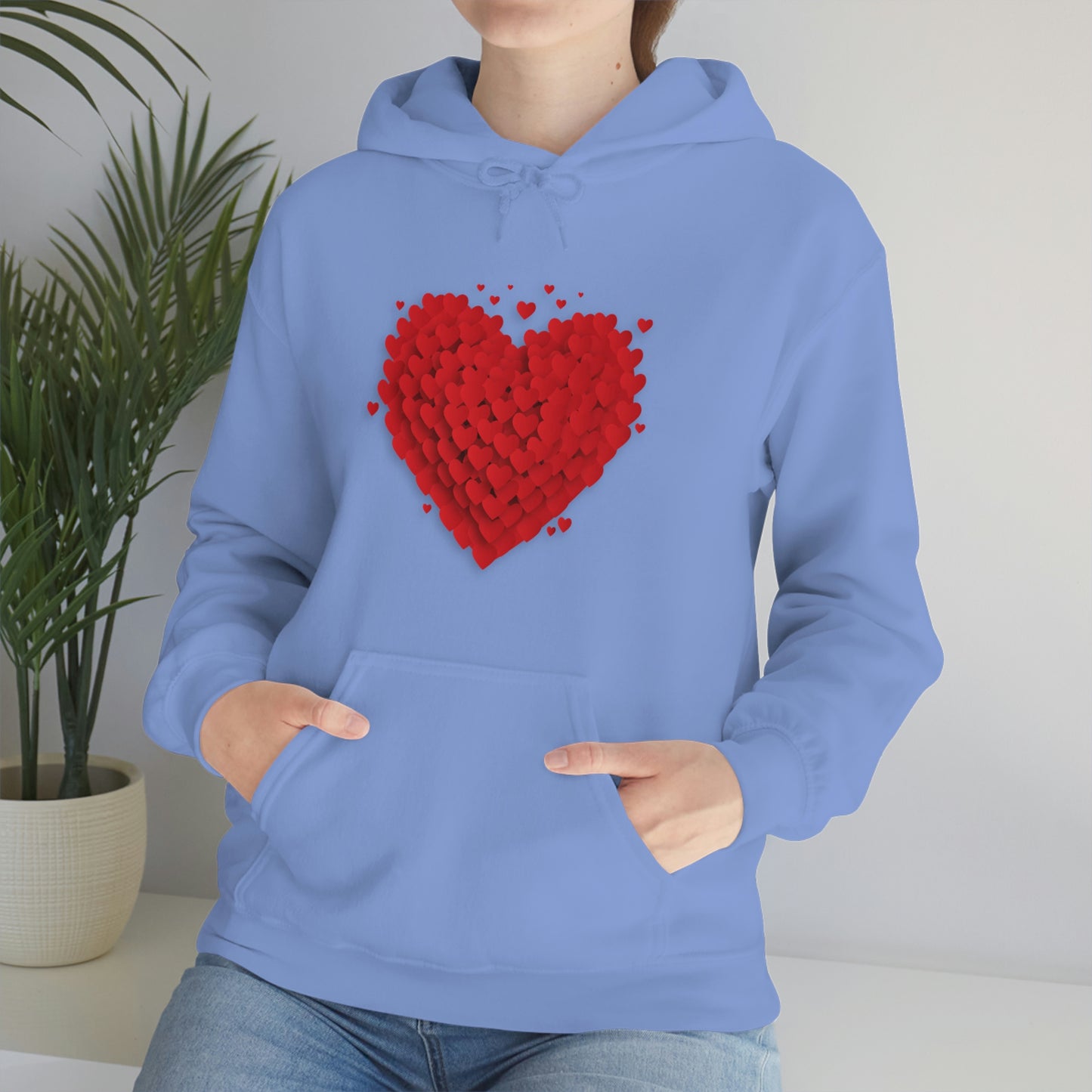 Love 3D Hearts Hoodie Sweatshirt, Pile of Hearts Love Hoodie, Valentine's Pink and Red Hoodie Pastel Pink Lavender and Mint Hoodie