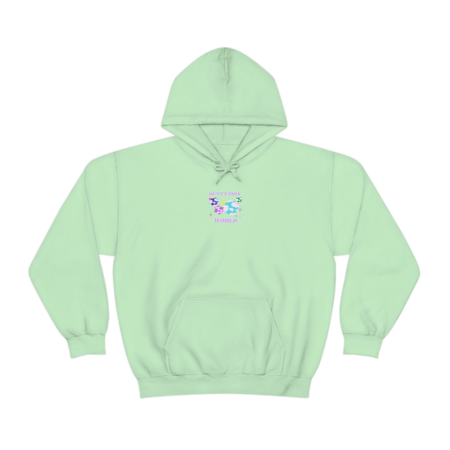 Retro Outta This World Mint Green Pistachio Graphic Hoodie, VSCO Girl Sweatshirt, Tumblr Hoodie, Oversized Trendy Back Print Rare Mint Color
