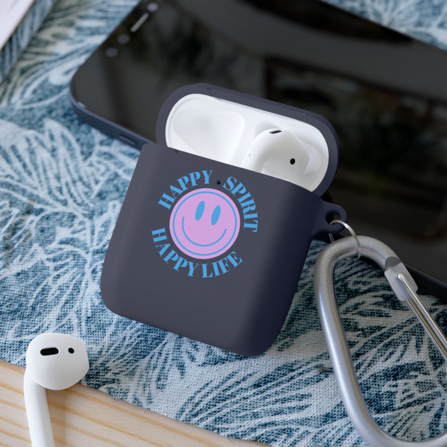 Happy Spirit Happy Life AirPods and AirPods Pro Case Cover, AirPods and AirPods Pro Case Cover, VSCO girl, Aesthetic Smile Protector Case