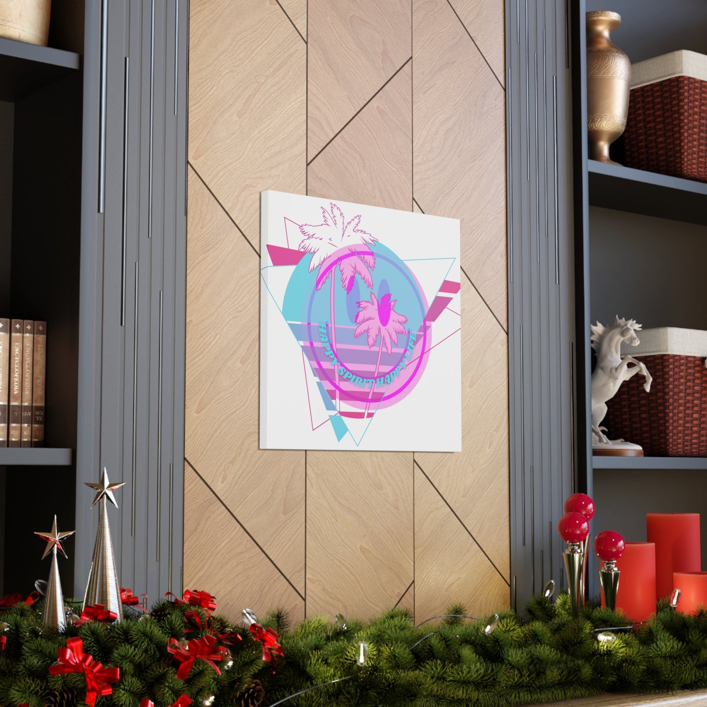 Smile Face Wall Art, Aesthetic Smile Face Gallery Canvas Wrap, Sunset Wall Art, Bedroom Wall Art, Pink Smile Decoration, Home Decoration