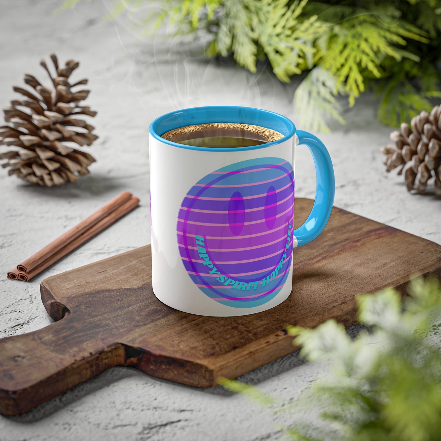 Retro Happy Spirit Happy Life Aesthetic Mug, Smile Face Mug, Trendy Coffee Mug, Tumblr Mug, Aesthetic Happy Life Gift, Aesthetic Mug