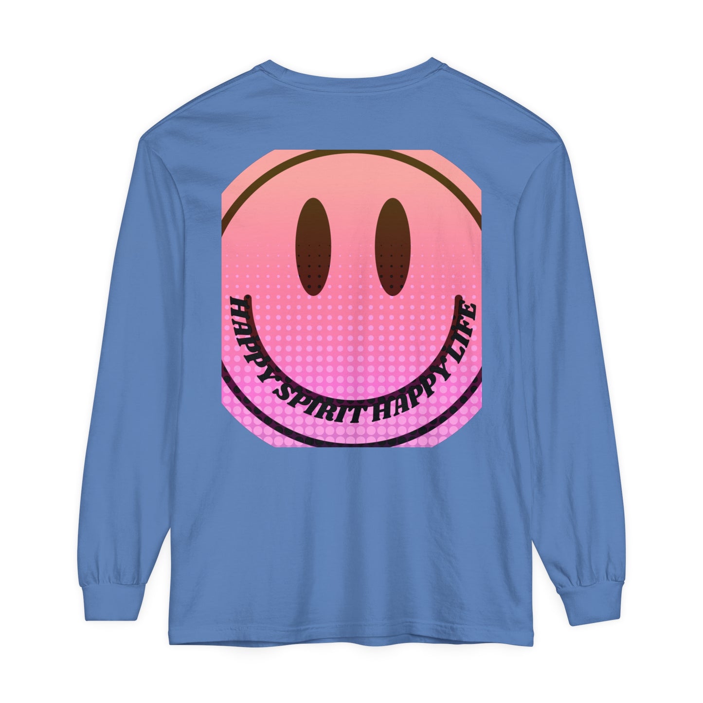 Aesthetic Long Sleeve Shirt, Smile Face Y2K Retro Shirt, 80's Style Smile Graphic, Comfort Colors Unisex Garment-dyed Long Sleeve T-Shirt