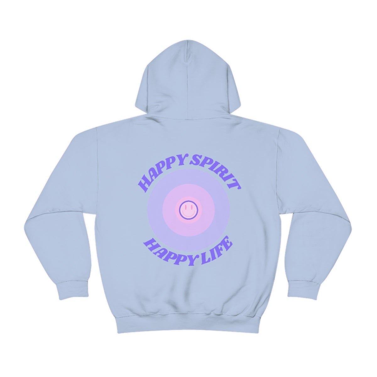 Retro Happy Spirit Happy Life Lavender Lilac Pink Smile Graphic Hoodie, VSCO Girl Sweatshirt, Tumblr Hoodie, Oversized Trendy Back Print Top