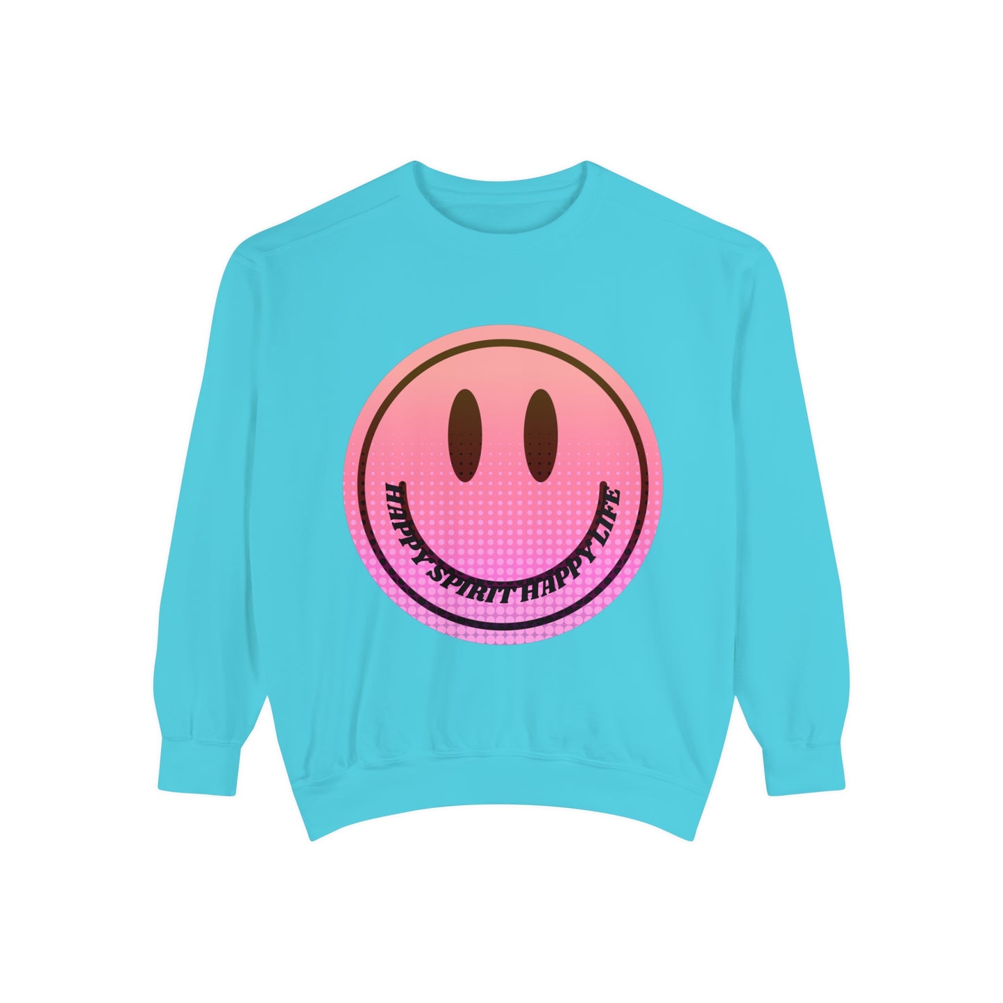 Aesthetic Smile Hoodie, Smile Face Comfort Colors Crewneck, Happy Spirit Happy Life Sunset Smile Sweatshirt, Unisex Garment-Dyed Sweatshirt