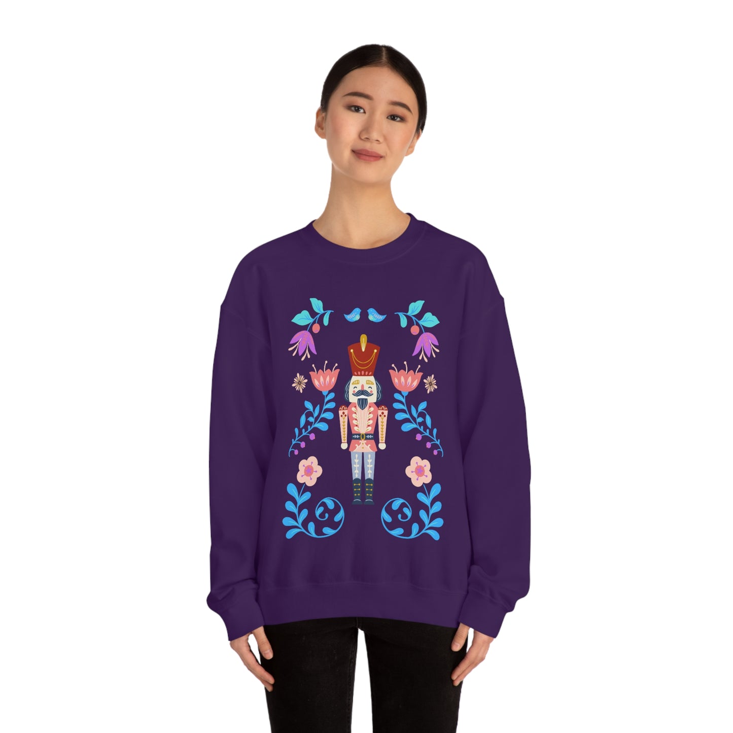 Nutcracker Modern Sweatshirt, Blue Nutcracker Sweatshirt, Trendy Christmas Minimalist Sweatshirt, Xmas Crewneck Bright Color Crew