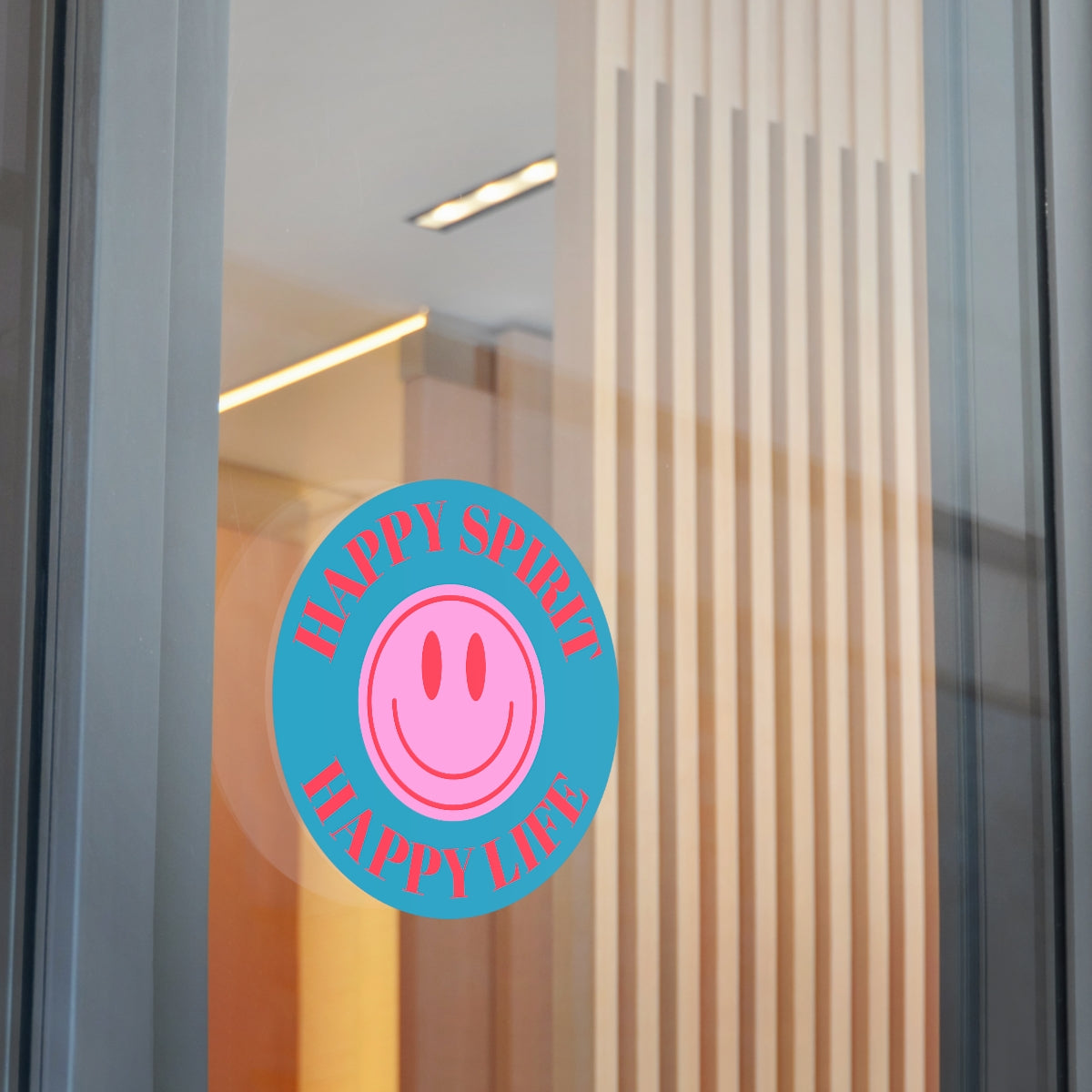 Happy Spirit Happy Life Round Vinyl Stickers, UV Smiley Stickers, Smile Sticker, Tumblr Retro Smile, VSCO Girl, Computer, Skateboard