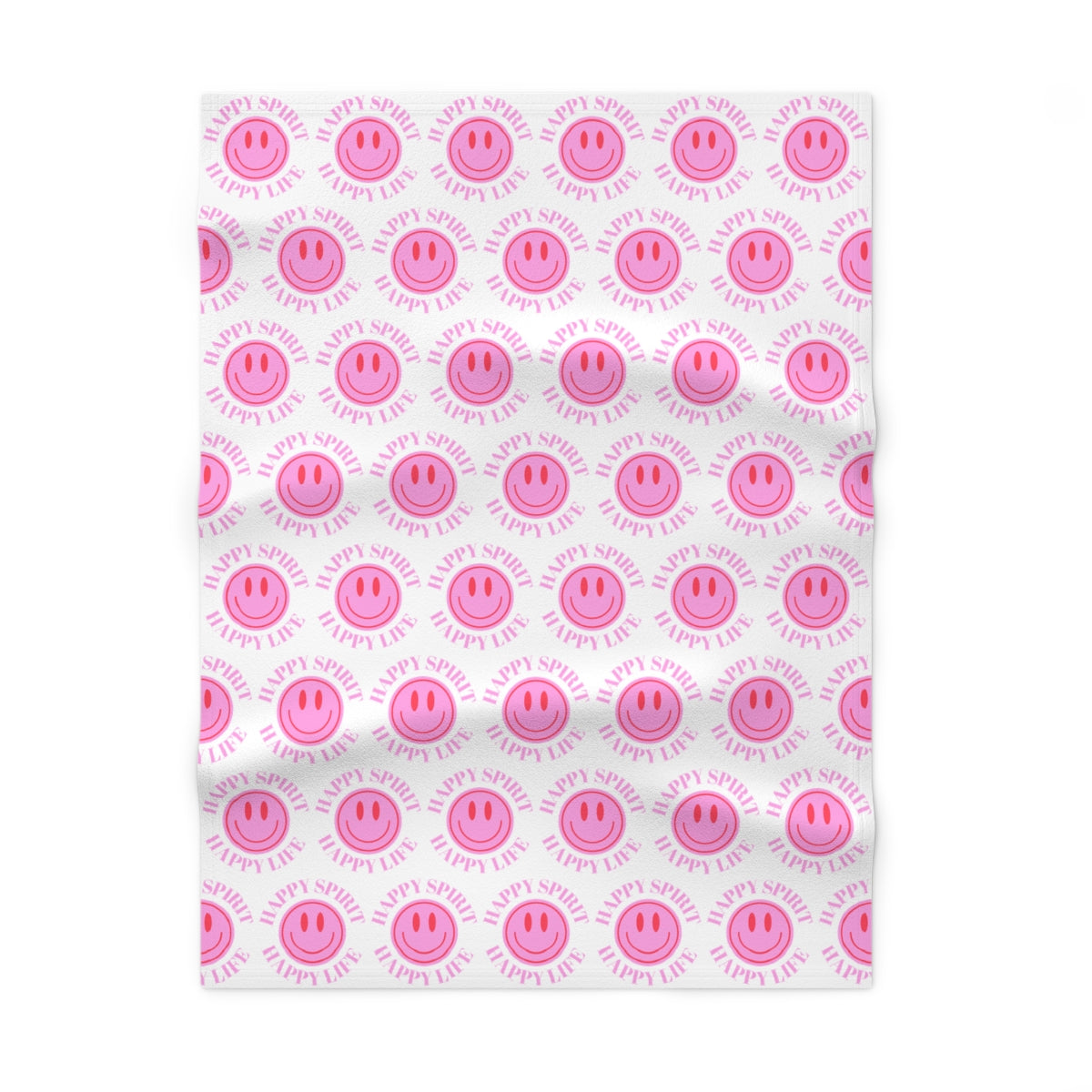 Happy Spirit Happy Life Pink Smile Aesthetic Baby Blanket, Pink Smile Blanket, Pink and Red Baby Positivity Binkie