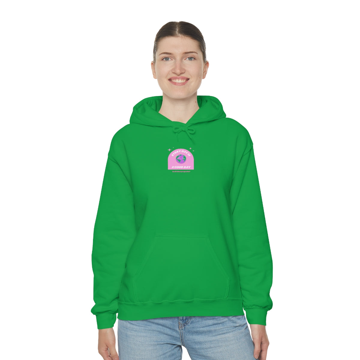 Retro Every Day is a Good Day, Its All About Perspective Earth Pink Purple Back Graphic Hoodie, VSCO Girl Oversized Trendy Tumblr Sweatshirt