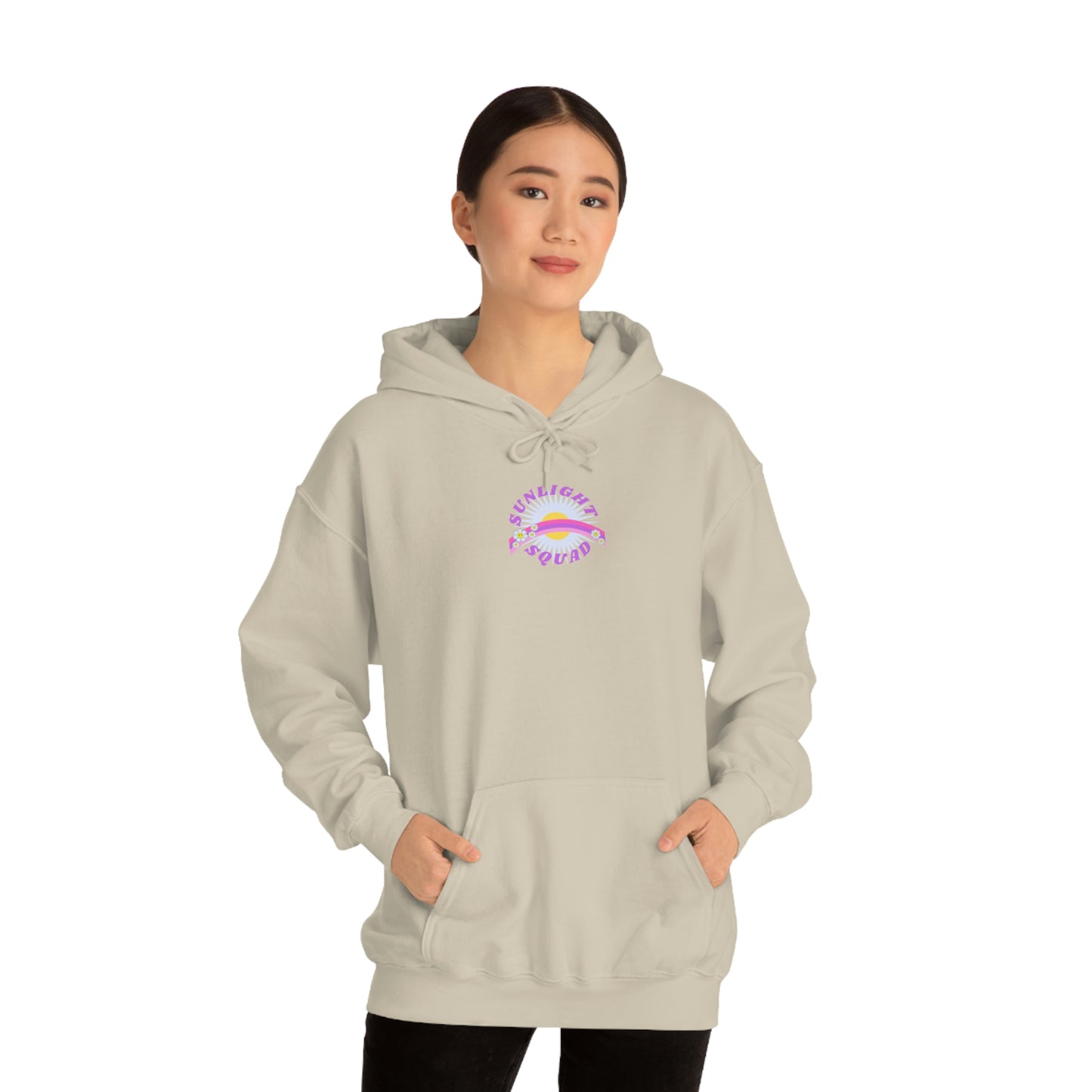 Retro Smile Flower Pink Purple Lavender Lilac Hoodie, Sunlight Squad Sweatshirt, Back Graphic Hoodie, VSCO Girl Oversized Trendy Tumblr Top