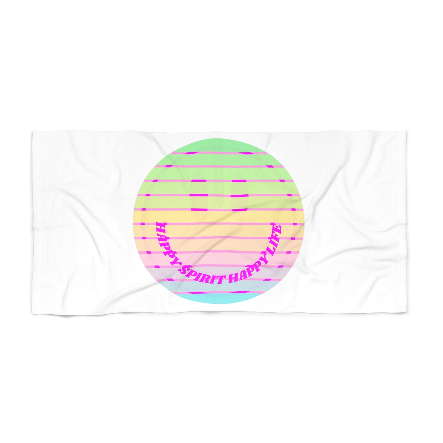 Aesthetic Smile Beach Towel, Happy Spirit Happy Life Towel, Sunset Smile Towel, Trendy Neon Ombre Towel, Summer Towel, Mental Health Towel