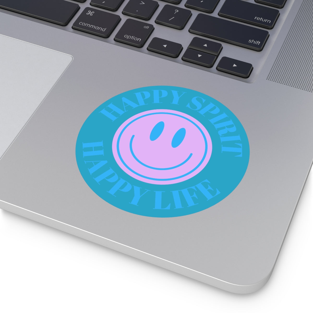 Happy Spirit Happy Life Round Vinyl Stickers, UV Smiley Stickers, Smile Sticker, Tumblr Retro Smile, VSCO Girl, Computer, Skateboard