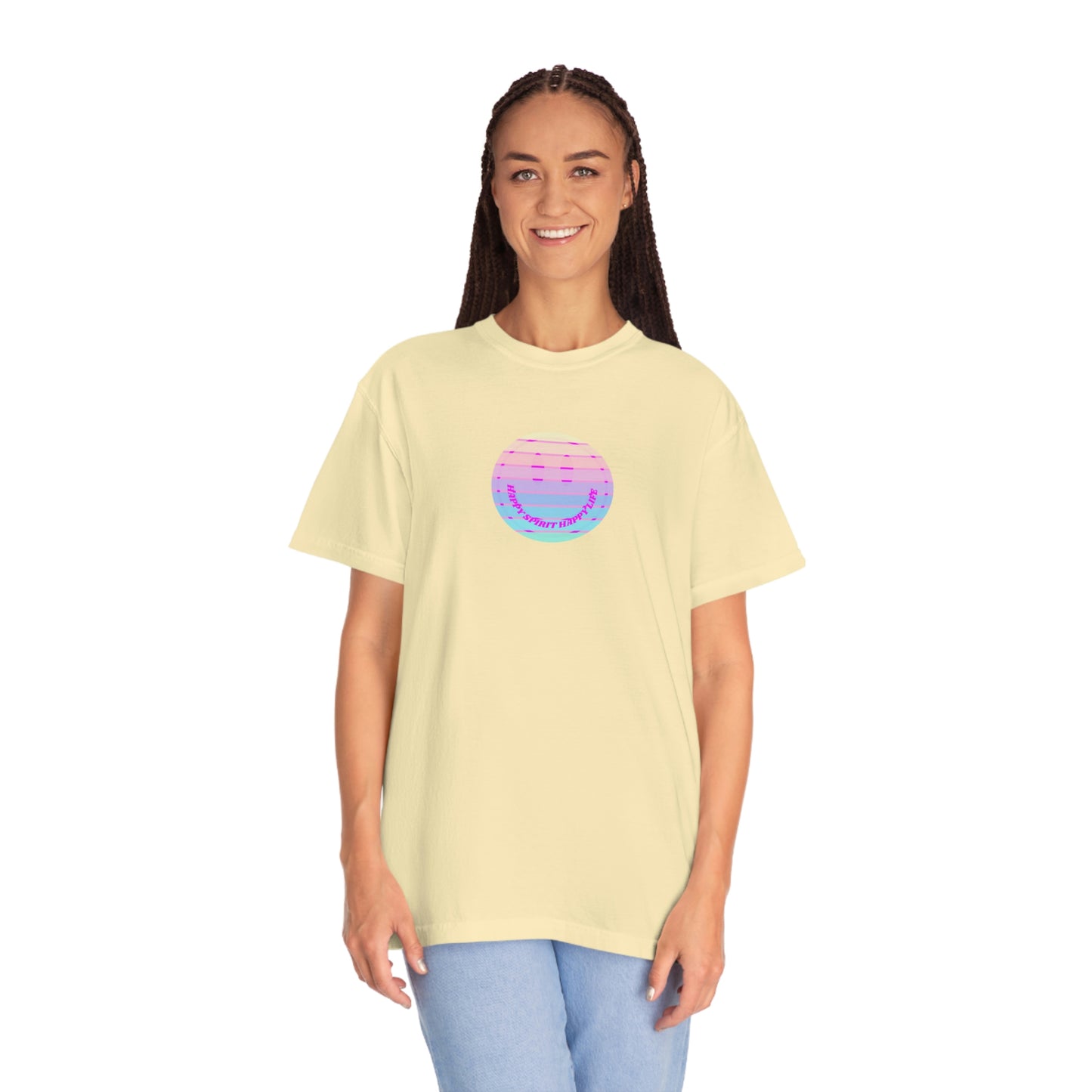 Aesthetic Retro Smile Lilac Tshirt, Happy Spirit Happy Mind, Aesthetic t shirt, Graphic Tumblr Tshirt, Trendy Oversized Vintage Style