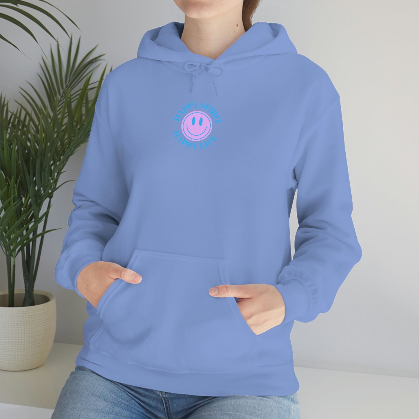 Happy Spirit Happy Life Sweatshirt, Gildan 18500 Hoodie, Oversized Hoodie, Front Back Print Trendy Sweatshirt, Beach Cover Up, Lake Cover