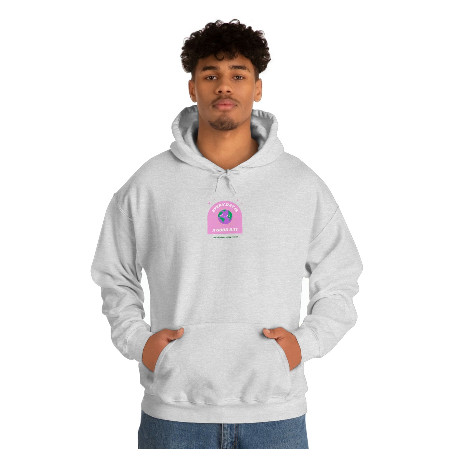Retro Every Day is a Good Day, Its All About Perspective Earth Pink Purple Back Graphic Hoodie, VSCO Girl Oversized Trendy Tumblr Sweatshirt