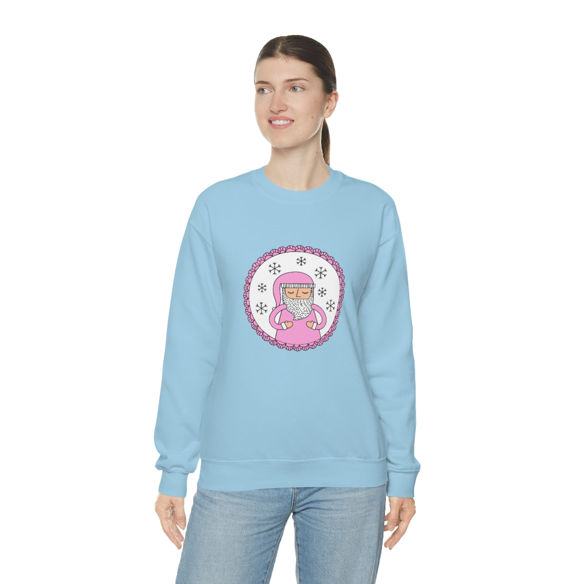 Pink Santa Claus Sweatshirt, Pink Santa Sweatshirt, Trendy Noel Minimalist Christmas Sweatshirt, Xmas Santa Crewneck Top, Pastel Holiday