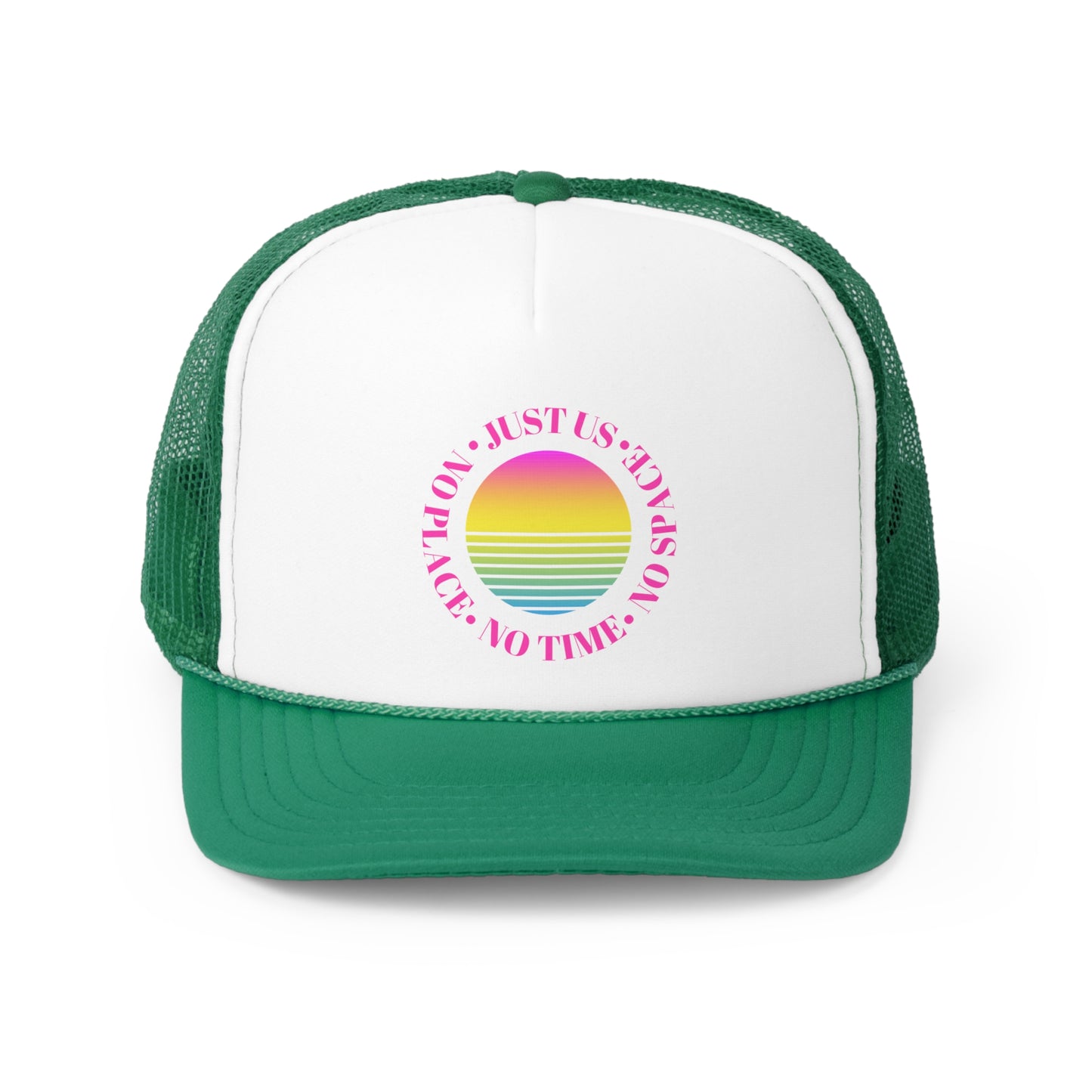 Aesthetic Hat, Smile Tumblr hat, Trendy Oversized hat, Vsco, Pink Graphic Trucker Hat, Baseball Hat, No Space, No Place, No Time, Just Us