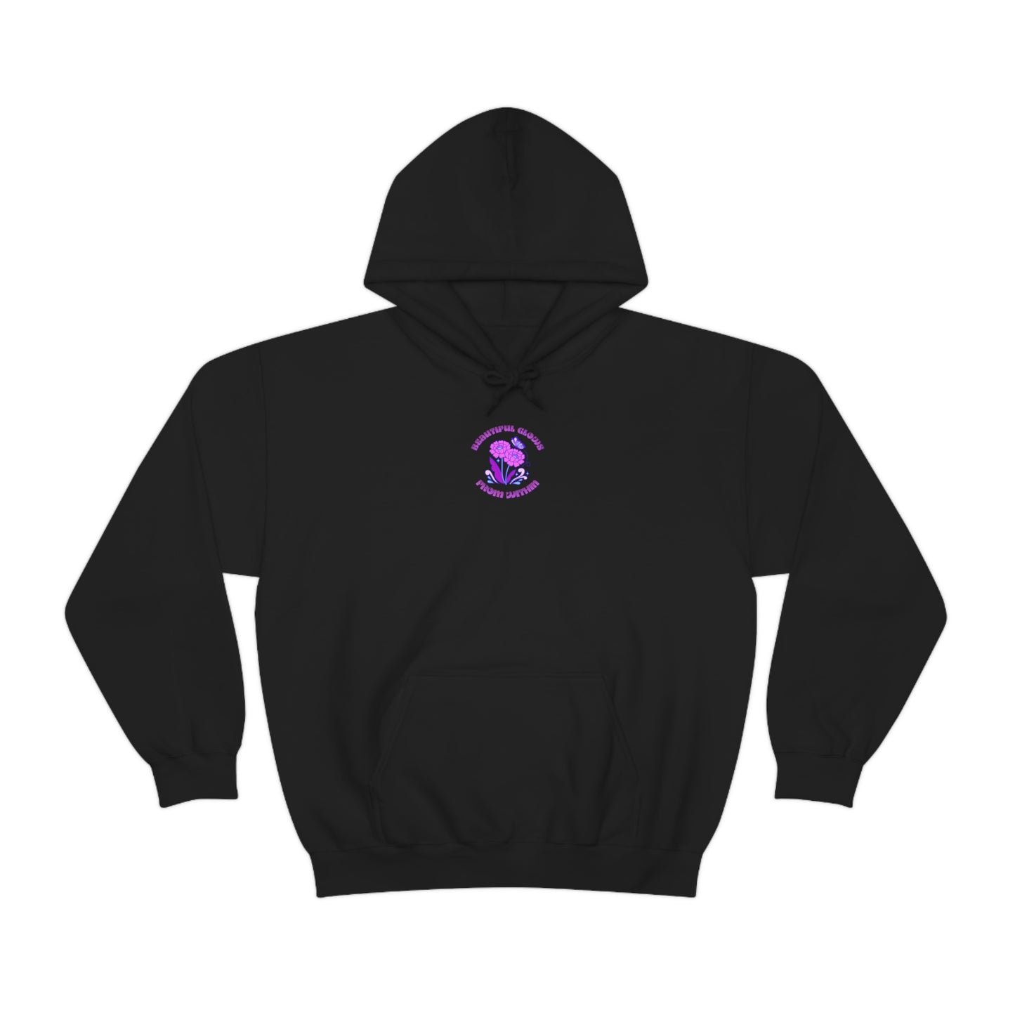 Beautiful Glows from Within Purple Flower Hoodie, Aesthetic Oversized Hoodie, Front Back Print Trendy Sweatshirt, Beach Lake Cover Up