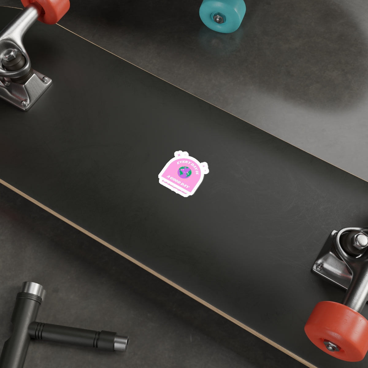 Aesthetic Sticker Every Day is a Good Day, Its All About Perspective Die-Cut Sticker, Positivity Pink Purple Earth Smile Y2K Graphic Sticker