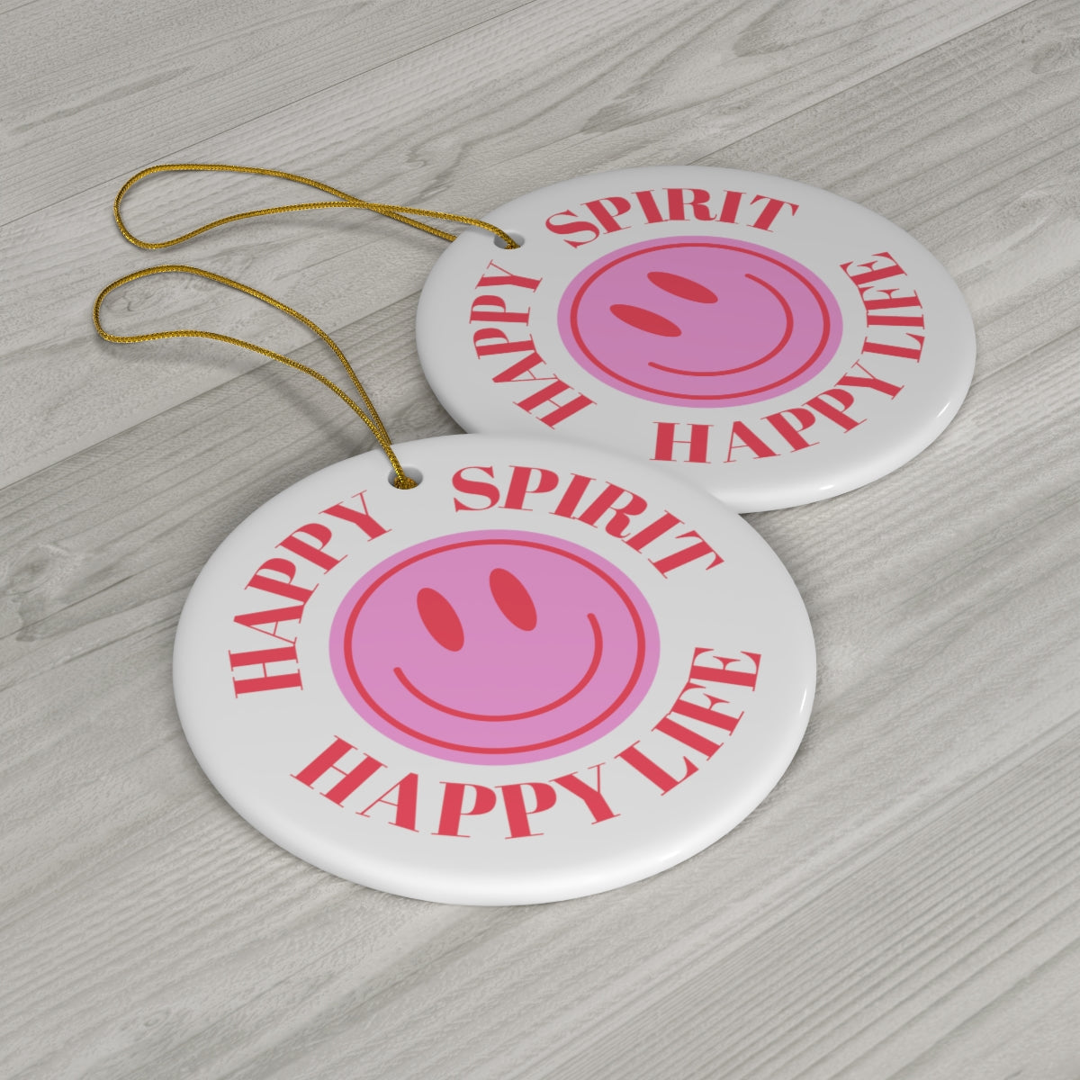 Holiday Ornament Happy Spirit Happy Life, Happiness Ornament, Modern Ornament, Smile Decoration, VSCO, Tumblr, Pink Smile, Retro Christmas