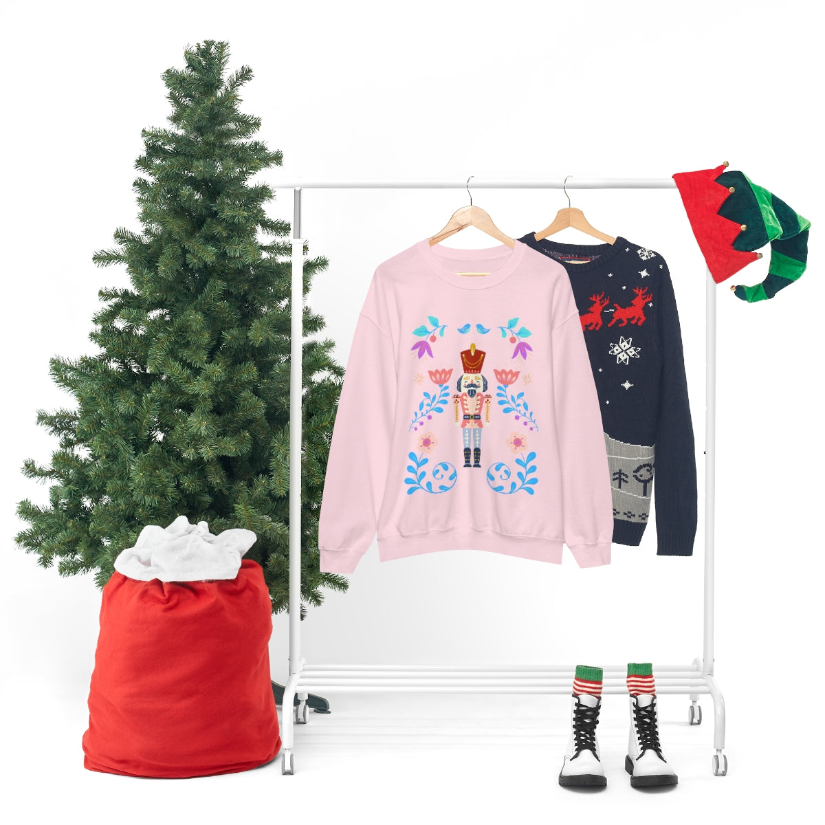 Nutcracker Modern Sweatshirt, Blue Nutcracker Sweatshirt, Trendy Christmas Minimalist Sweatshirt, Xmas Crewneck Bright Color Crewneck