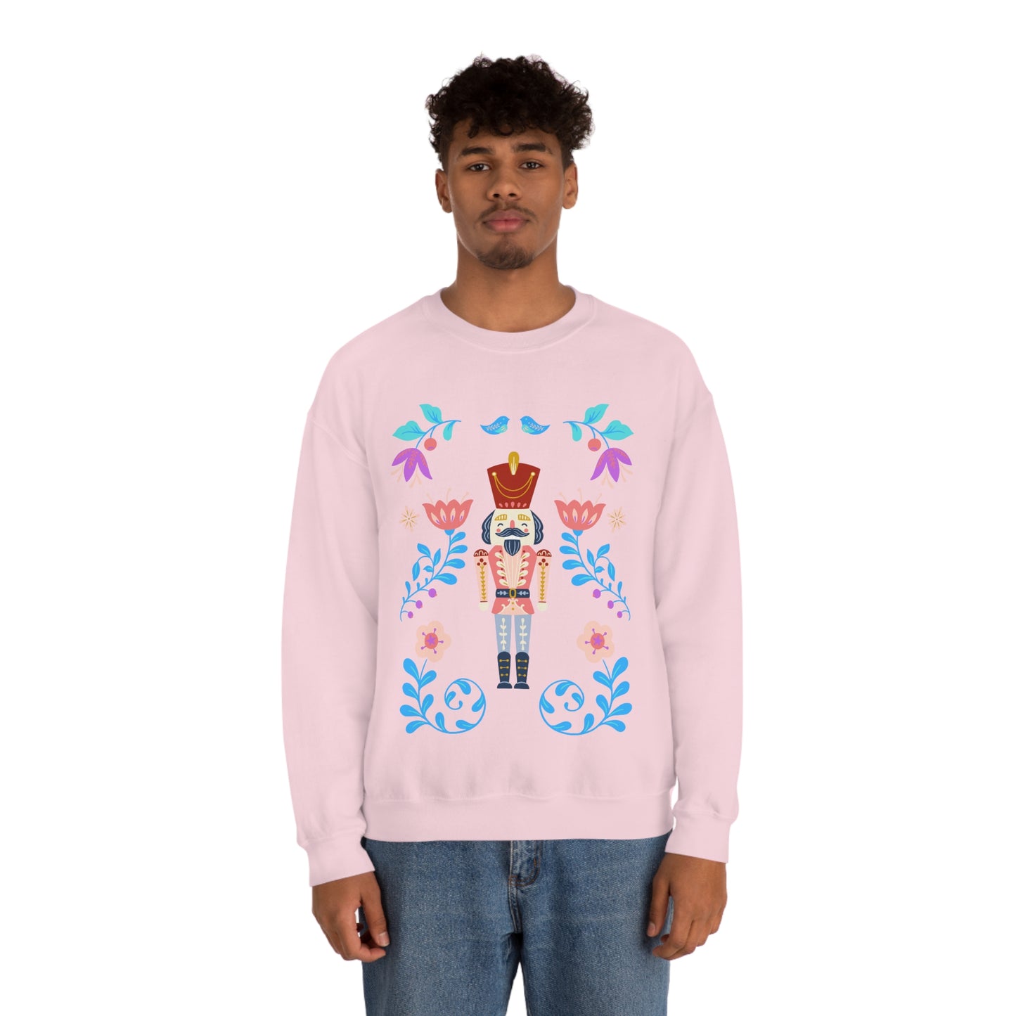 Nutcracker Modern Sweatshirt, Blue Nutcracker Sweatshirt, Trendy Christmas Minimalist Sweatshirt, Xmas Crewneck Bright Color Crew