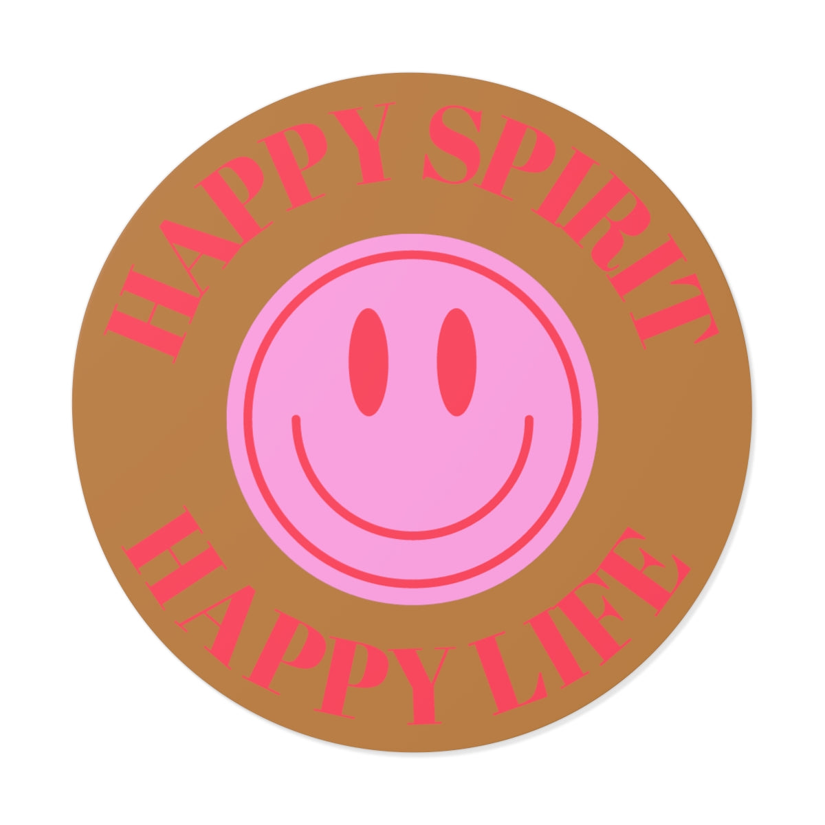 Happy Spirit Happy Life Round Vinyl Stickers, UV Smiley Stickers, Smile Sticker, Tumblr Retro Smile, VSCO Girl, Computer, Skateboard