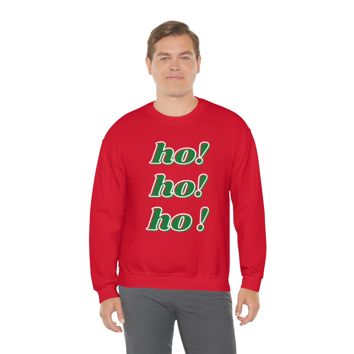 Ho Ho Ho Sweatshirt, Christmas Minimalist Top, Santa Claus Sweatshirt Xmas, Trendy Retro Font Holiday Unisex Heavy Blend Crewneck Sweatshirt
