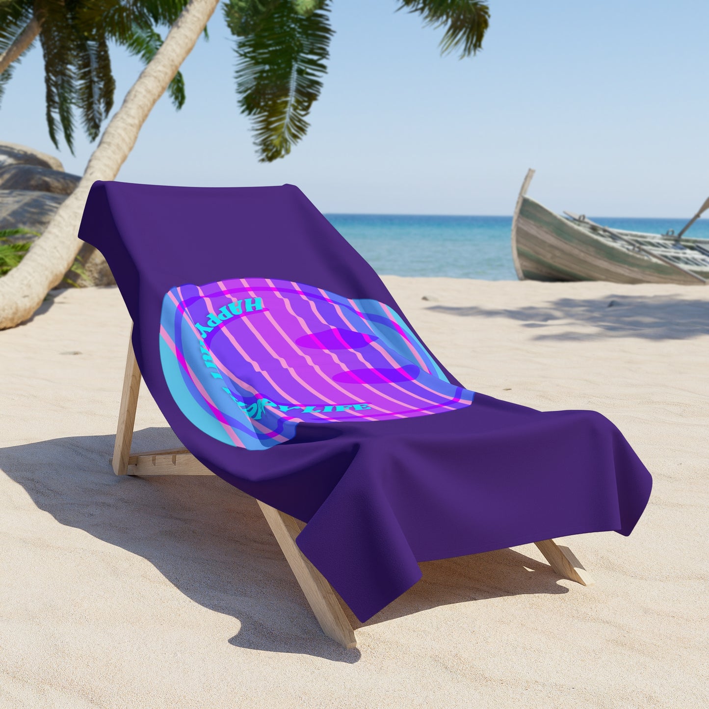 Aesthetic Smile Beach Towel, Happy Spirit Happy Life Towel, Sunset Smile Towel, Trendy Neon Ombre Towel, Summer Towel, Mental Health Towel
