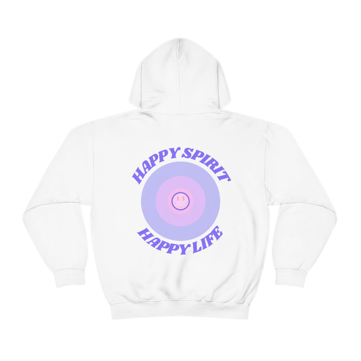 Retro Happy Spirit Happy Life Lavender Lilac Pink Smile Graphic Hoodie, VSCO Girl Sweatshirt, Tumblr Hoodie, Oversized Trendy Back Print Top