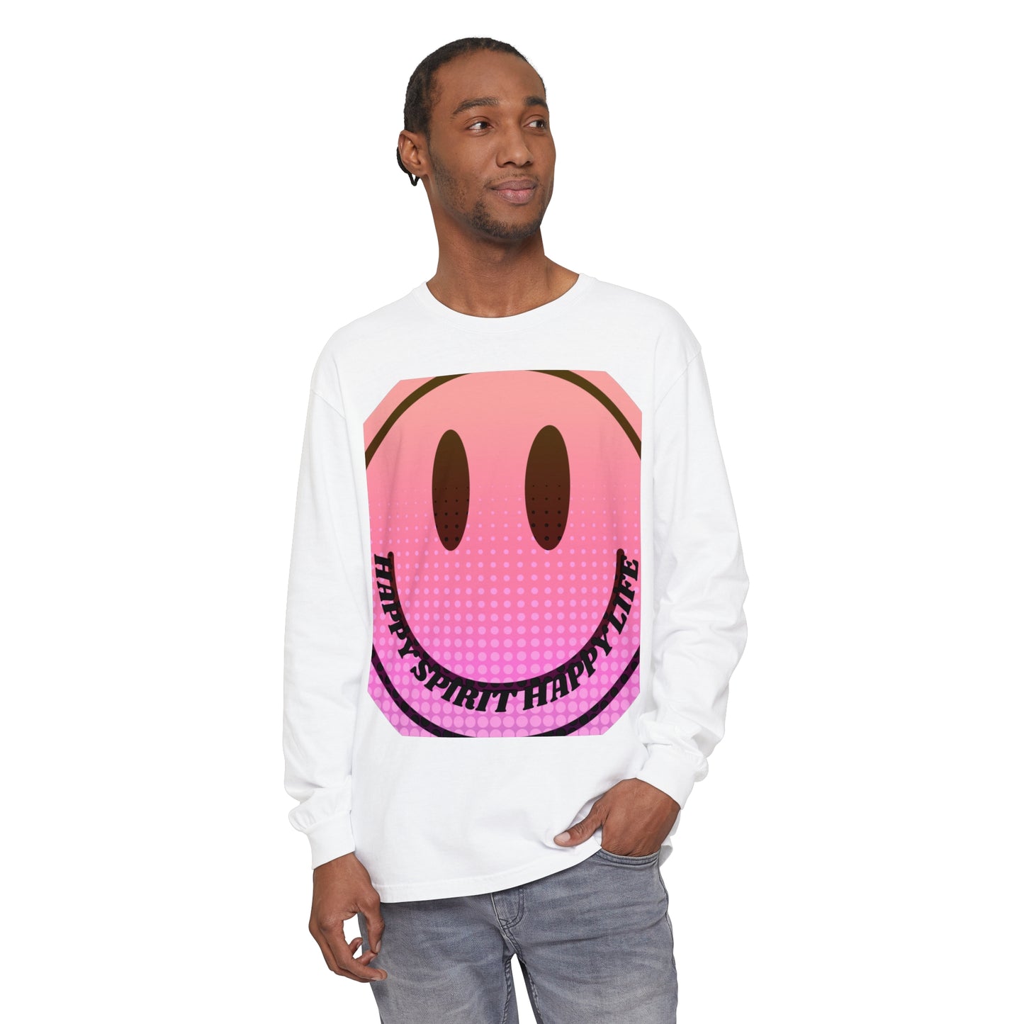 Aesthetic Long Sleeve Shirt, Smile Face Y2K Retro Shirt, 80's Style Smile Graphic, Comfort Colors Unisex Garment-dyed Long Sleeve T-Shirt