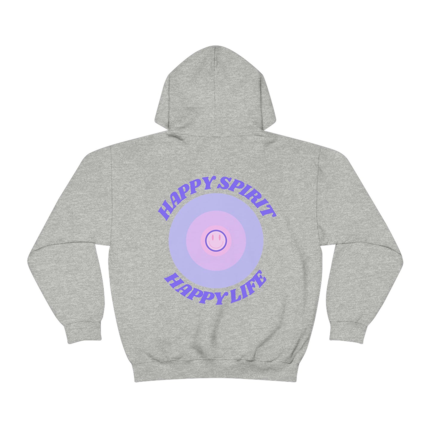 Retro Happy Spirit Happy Life Lavender Lilac Pink Smile Graphic Hoodie, VSCO Girl Sweatshirt, Tumblr Hoodie, Oversized Trendy Back Print Top