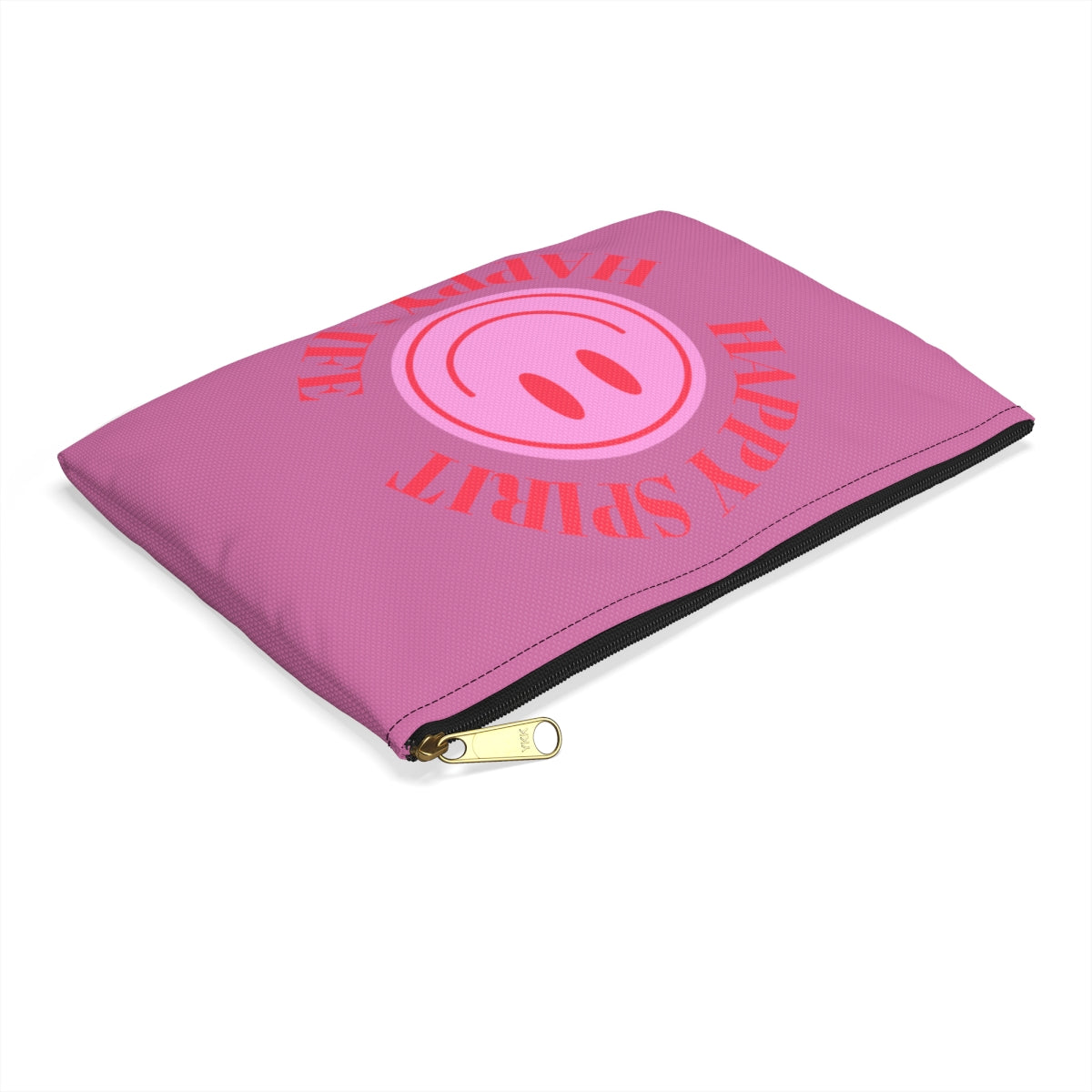 Happy Spirit Happy Life Accessory Pouch, Y2K Pouch, Vsco Girl Make Up Bag, Tumblr Smile Bag, Purple Case, Pencil Case, Travel Case,