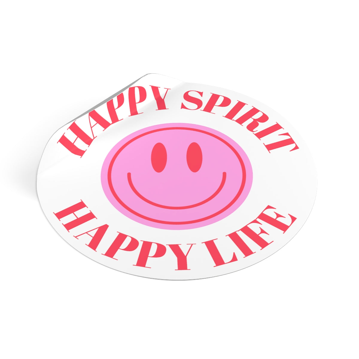 Happy Spirit Happy Life Round Vinyl Stickers, UV Smiley Stickers, Smile Sticker, Tumblr Retro Smile, VSCO Girl, Computer, Skateboard