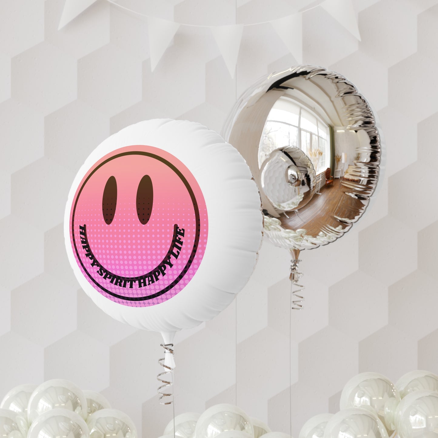 Reinflatable Mylar Balloon, Smile Face Balloon, Happy Spirit Happy Life Balloon, Aesthetic Gift, Pink Balloon, Birthday Party Helium Balloon