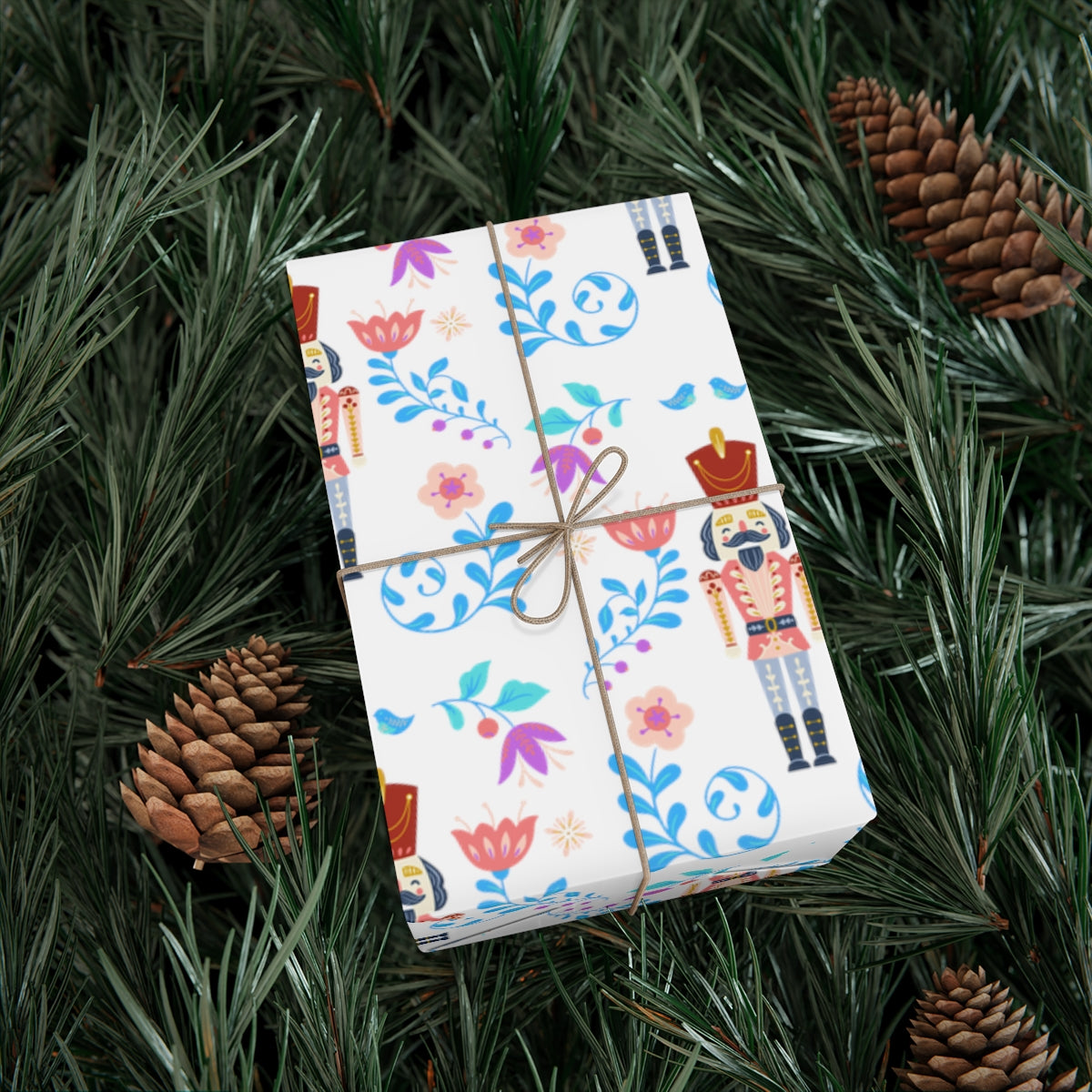 Pink Nutcracker Gift Wrap Paper, Pink Flower Nutcracker Wrapping Paper, Pastel Christmas Paper, Pink Holiday Wrapping Paper