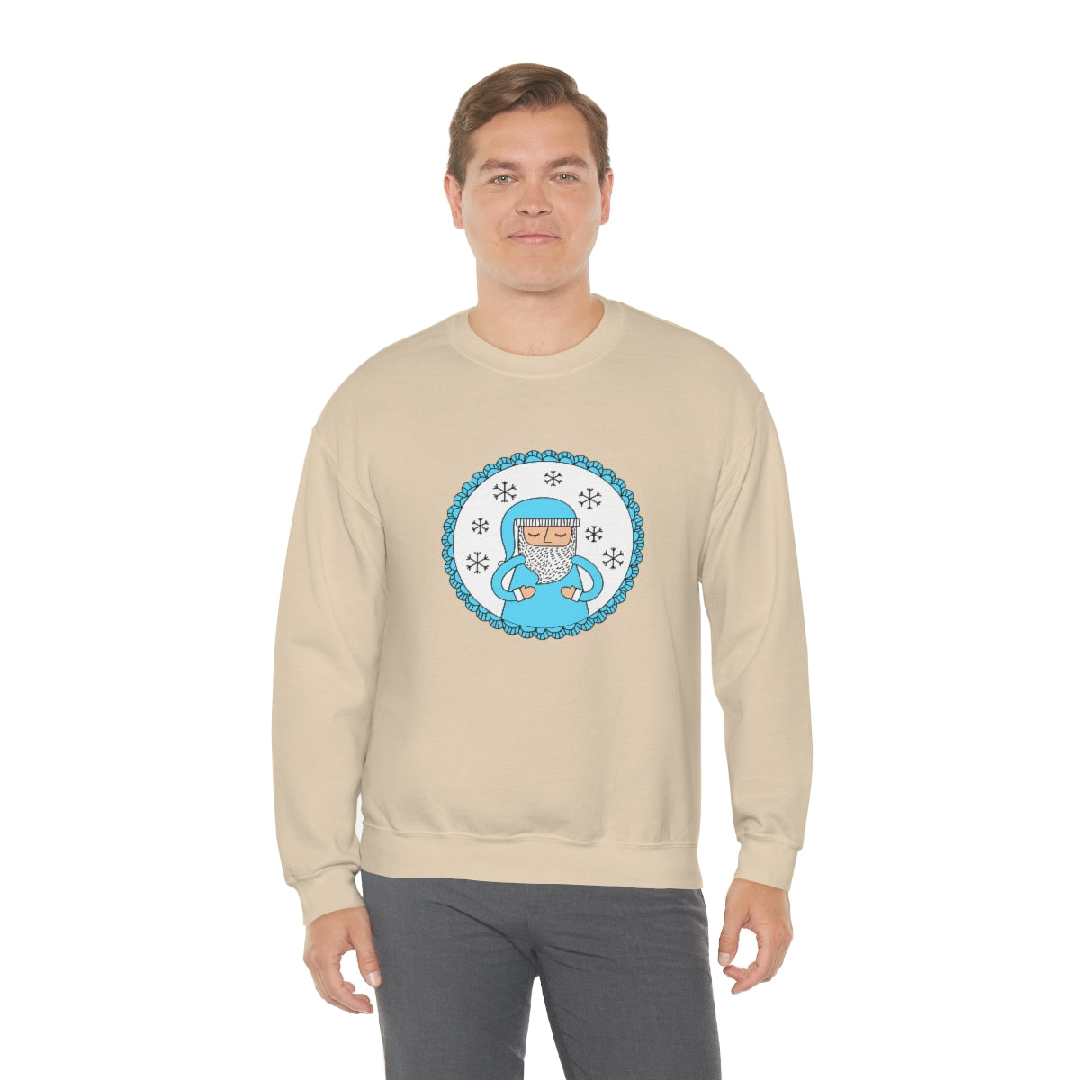 Blue Santa Claus Sweatshirt, Turquoise Santa Sweatshirt, Trendy Noel Minimalist Christmas Sweatshirt, Xmas Santa Crewneck Pastel Holiday Top