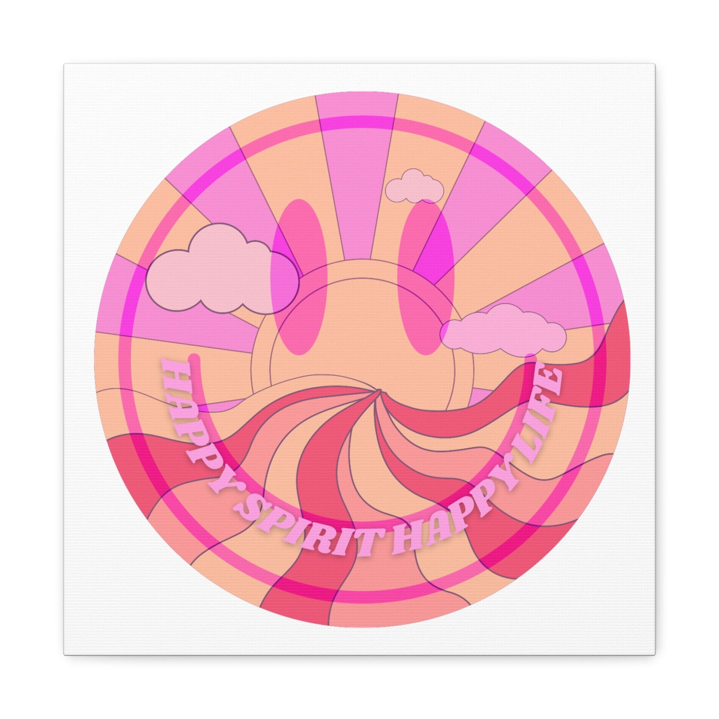 Smile Face Wall Art, Aesthetic Smile Face Gallery Canvas Wrap, Sunset Wall Art, Bedroom Wall Art, Pink Smile Decoration, Home Decoration