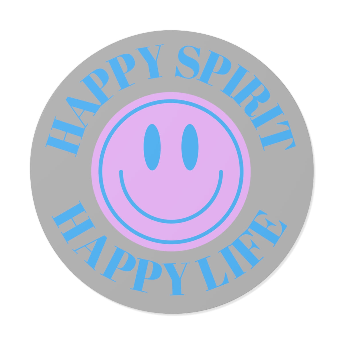 Happy Spirit Happy Life Round Vinyl Stickers, UV Smiley Stickers, Smile Sticker, Tumblr Retro Smile, VSCO Girl, Computer, Skateboard
