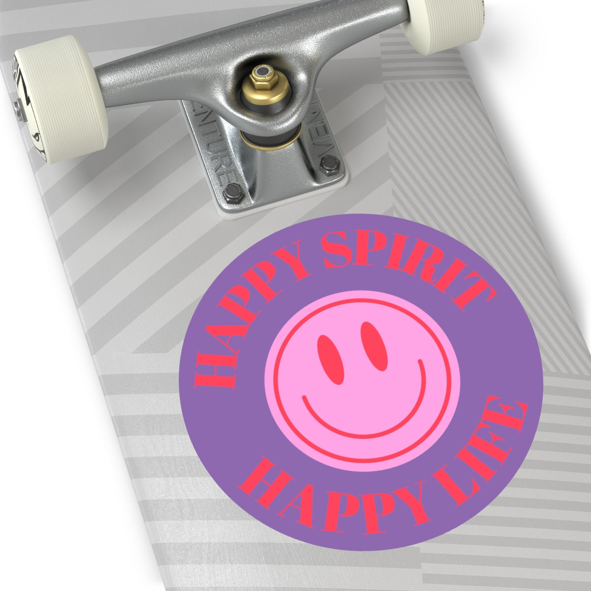 Happy Spirit Happy Life Round Vinyl Stickers, UV Smiley Stickers, Smile Sticker, Tumblr Retro Smile, VSCO Girl, Computer, Skateboard