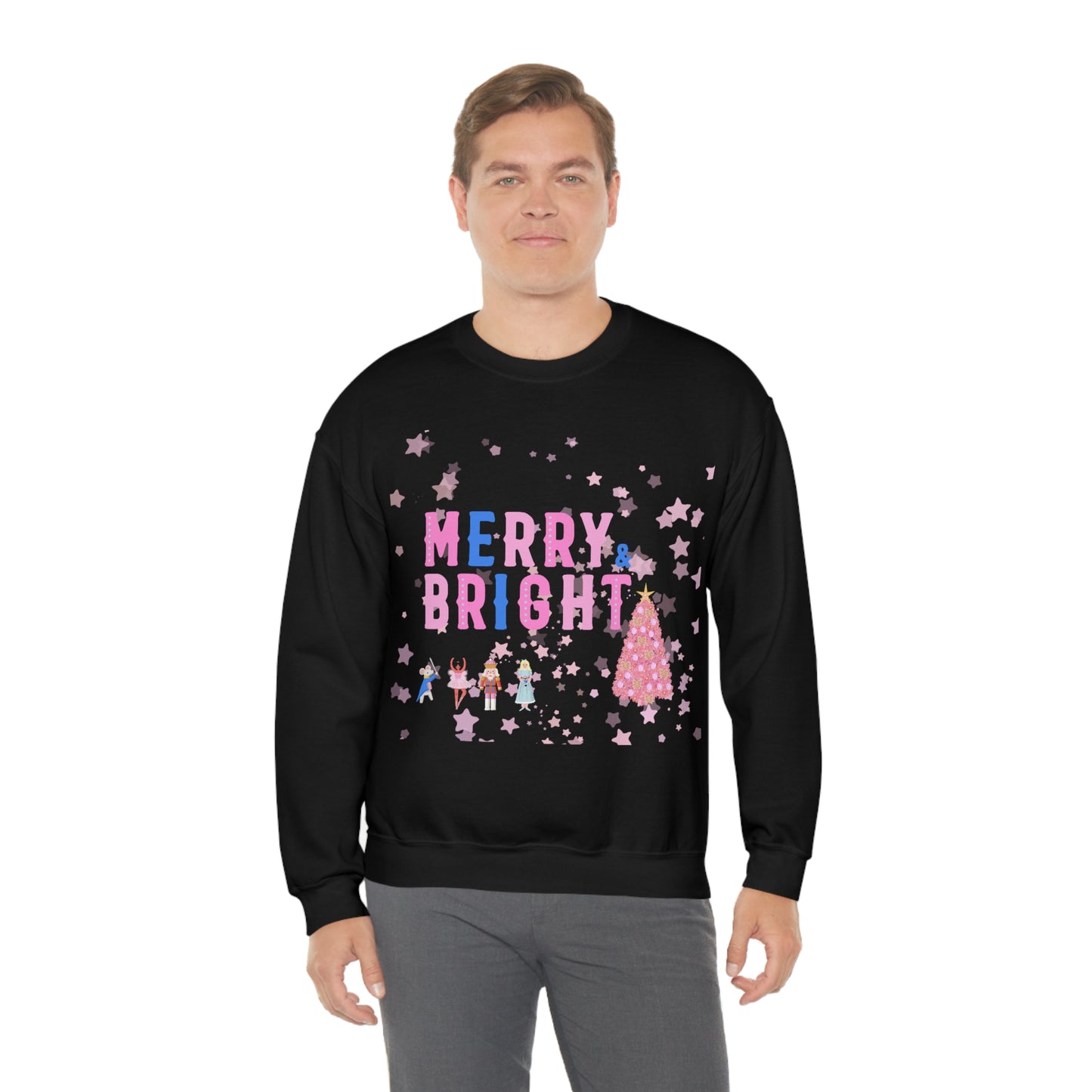 Pink Nutcracker Merry and Bright Minimalist Sweatshirt, Blue Nutcracker Sweatshirt, Trendy Christmas Sweatshirt, Pastel Xmas Crewneck