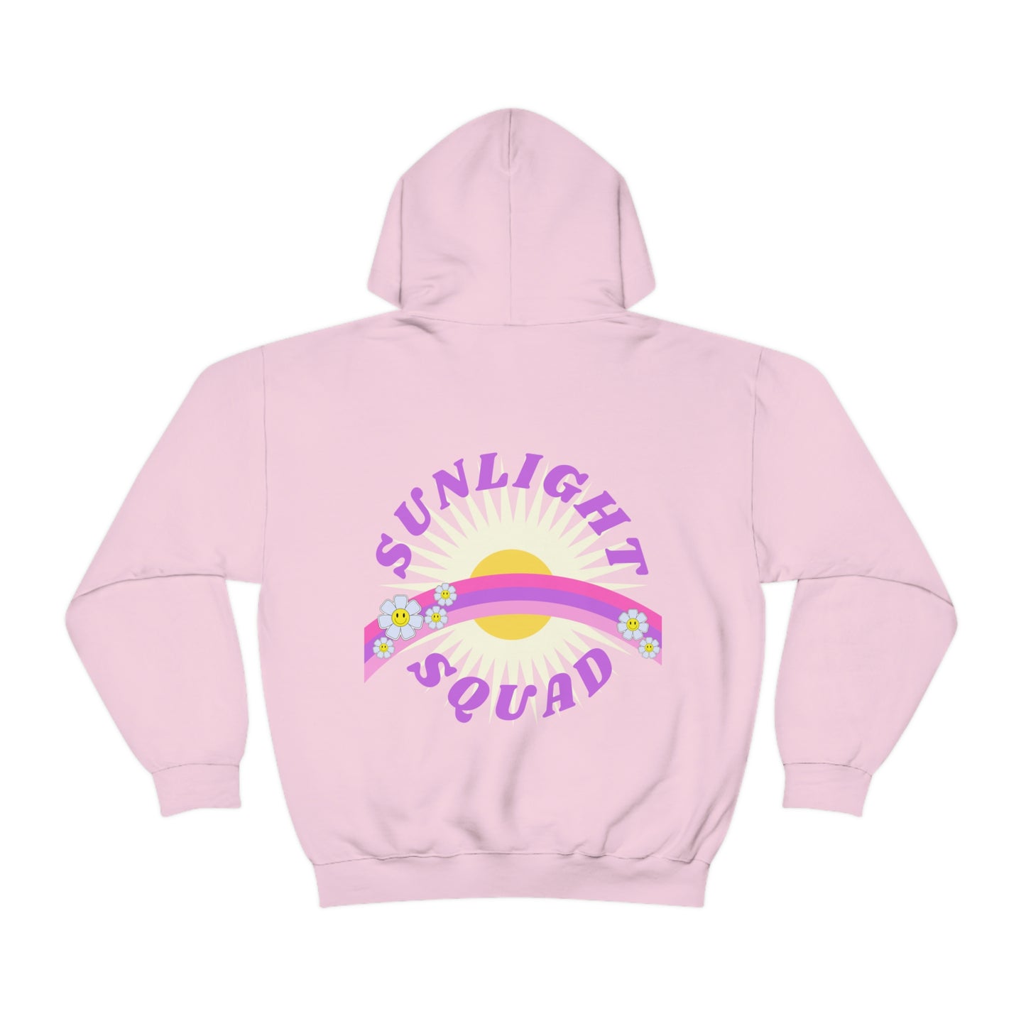 Retro Smile Flower Pink Purple Lavender Lilac Hoodie, Sunlight Squad Sweatshirt, Back Graphic Hoodie, VSCO Girl Oversized Trendy Tumblr Top